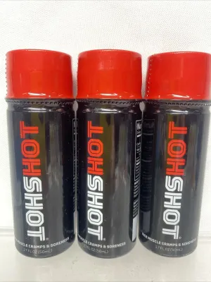 (3) HOTSHOT Sports Shot Muscle Soreness Cramp Prevention Natural Workout 3/22