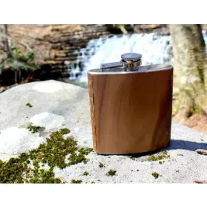 6 oz. Wooden Hip Flask - Purple Heart - Gift Set