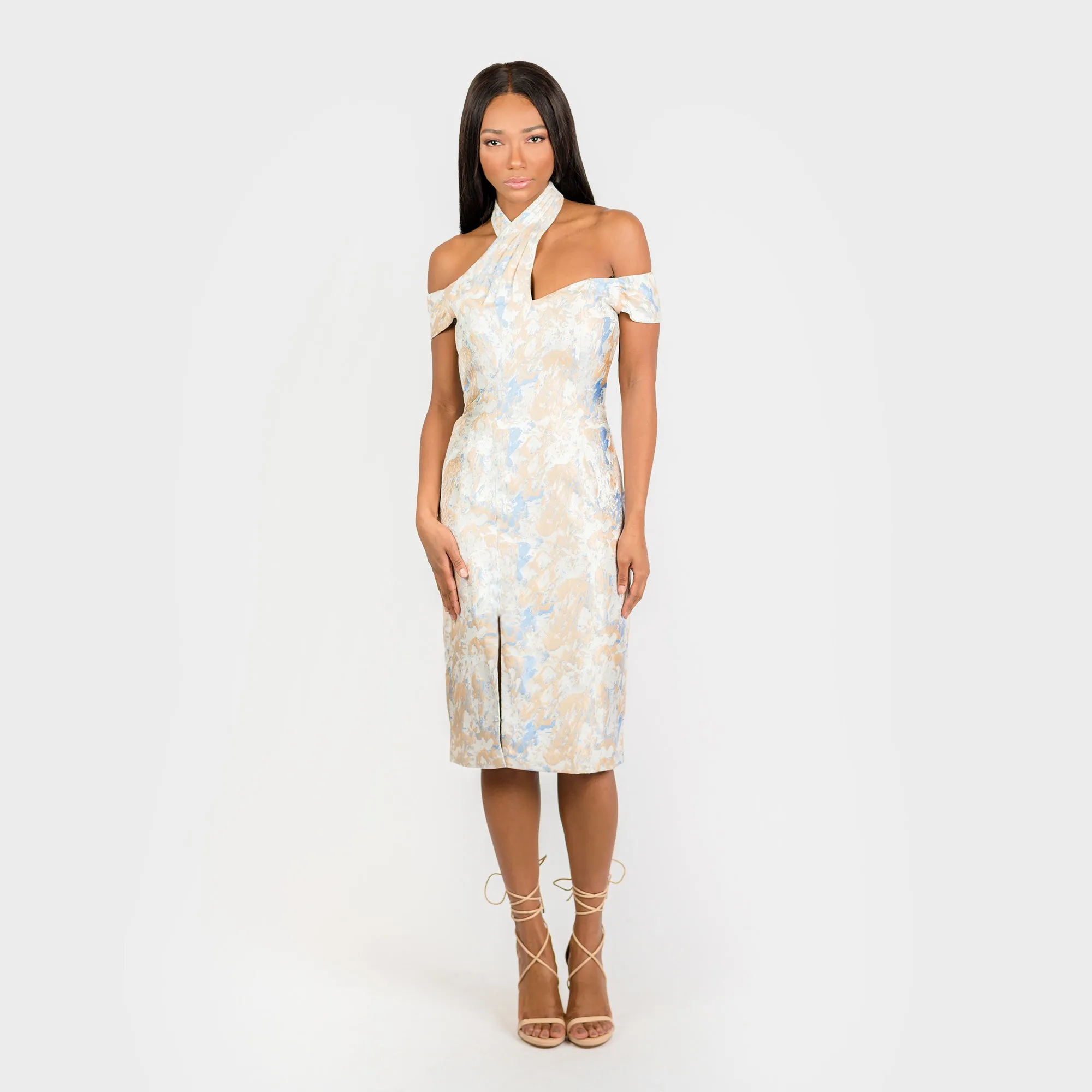 Asymmetric Halter Off The Shoulder Sheath