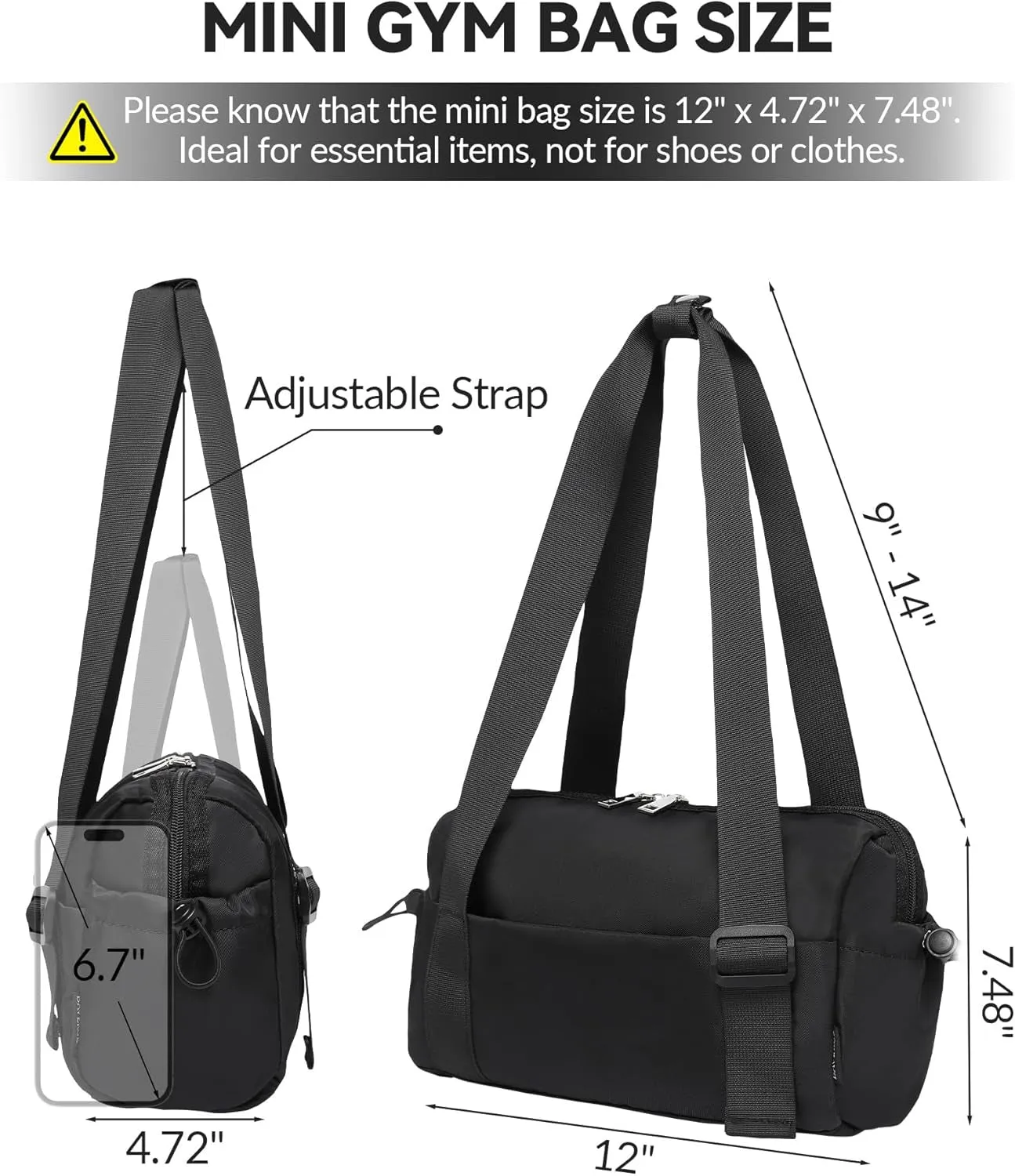 Bag Travel, Black Gym Waterproof Perfect Sports - with Mini Loved by customers Compartment Women's Duffle Comprehensive product line Stylish and Wet for