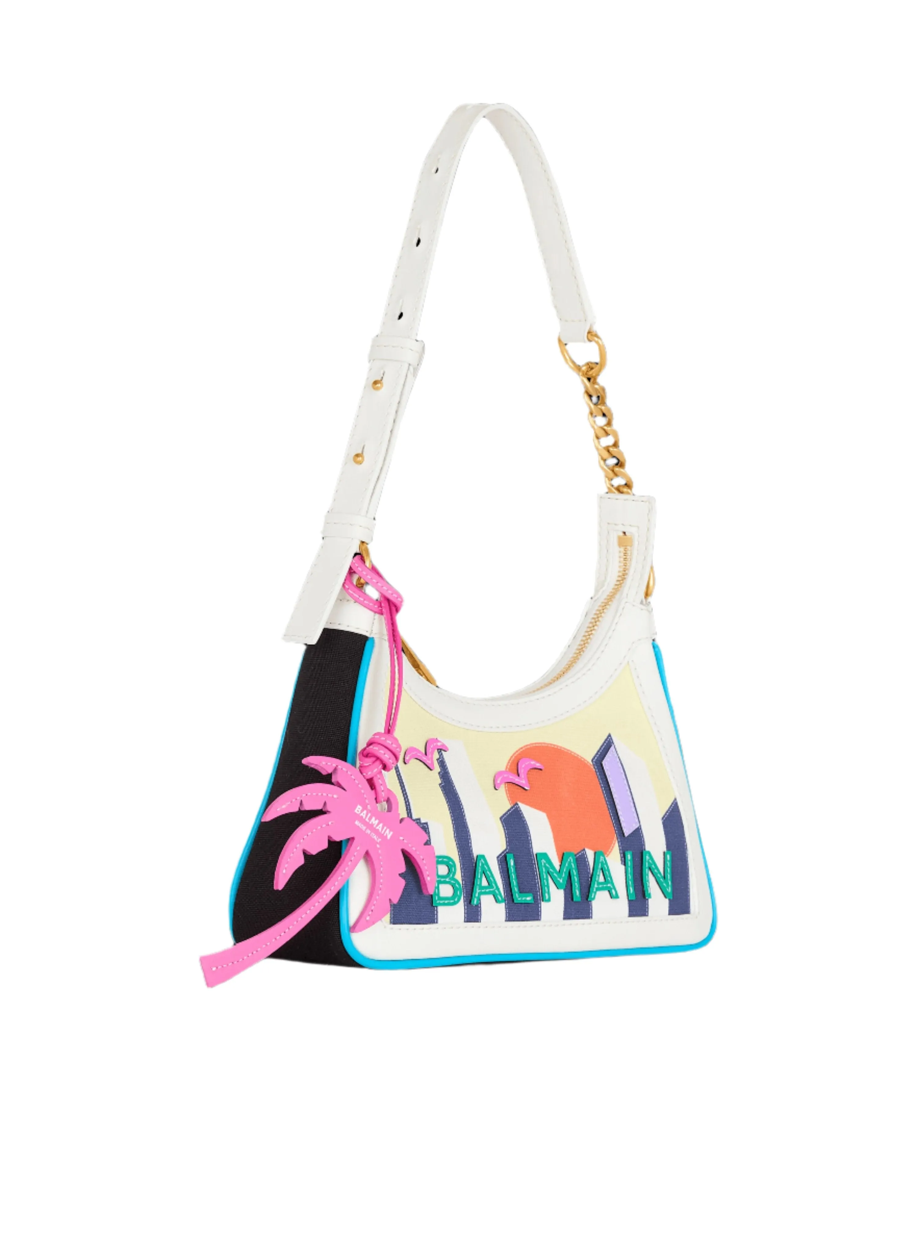 Balmain B-Army Shoulder Bag-Calf Postcard Print in Multi