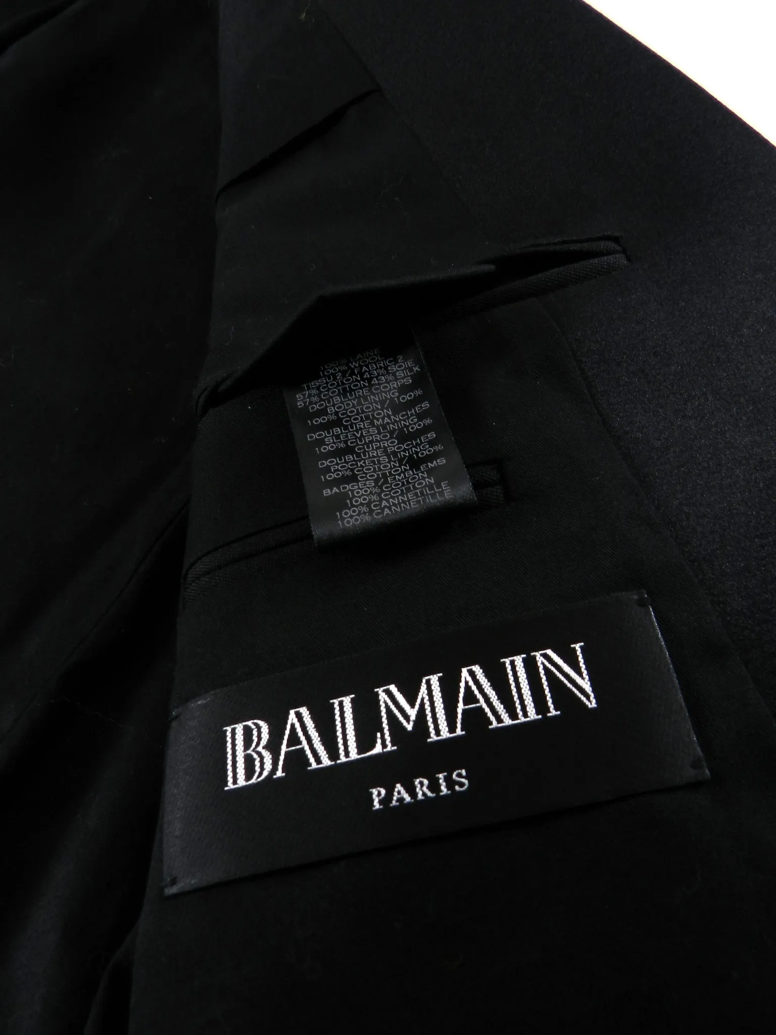 Balmain Black Military Blazer with Gold Logo Embroidered Crests - 46