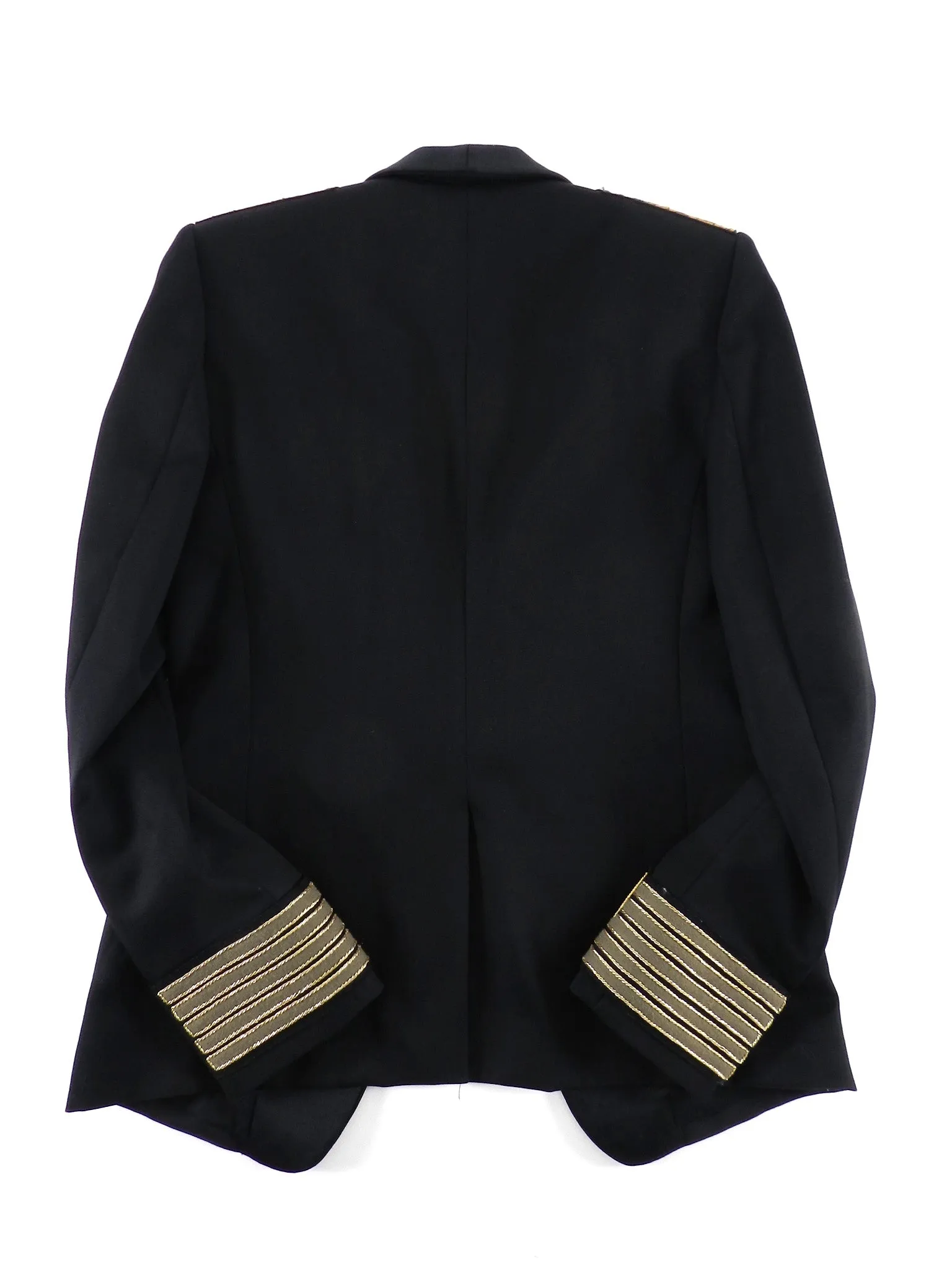 Balmain Black Military Blazer with Gold Logo Embroidered Crests - 46