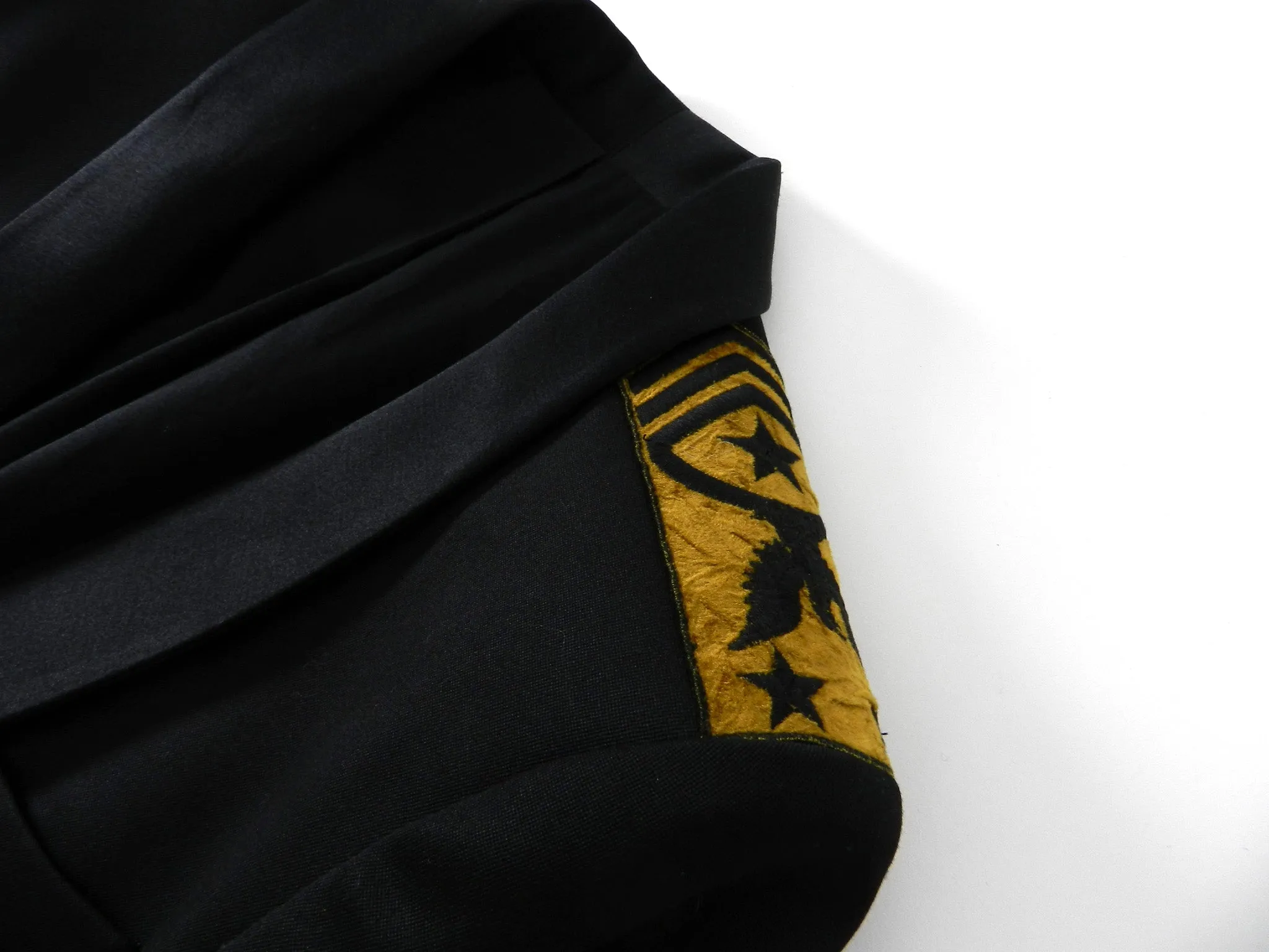 Balmain Black Military Blazer with Gold Logo Embroidered Crests - 46