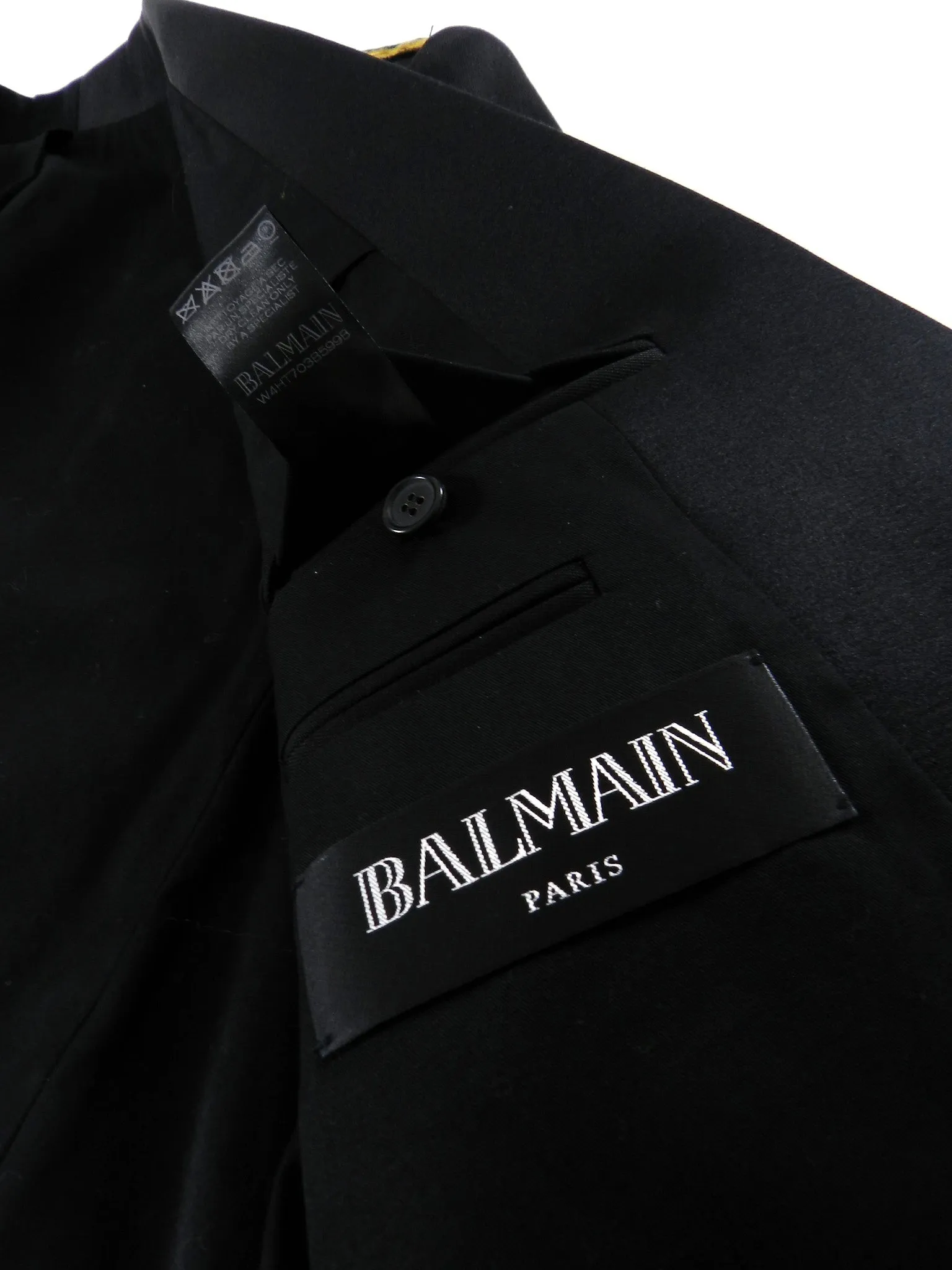 Balmain Black Military Blazer with Gold Logo Embroidered Crests - 46
