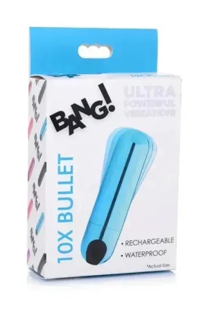 Bang! 10X Rechargeable Vibrating Metallic Bullet - Blue