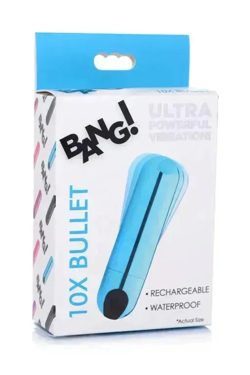 Bang! 10X Rechargeable Vibrating Metallic Bullet - Blue