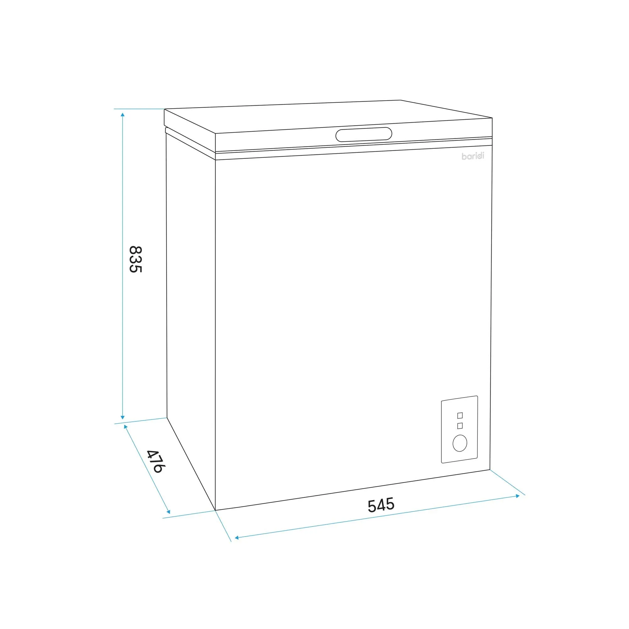 Baridi Freestanding Chest Freezer, 99L, Garage and Outbuilding Safe, Adj. Thermostat, Black - DH153