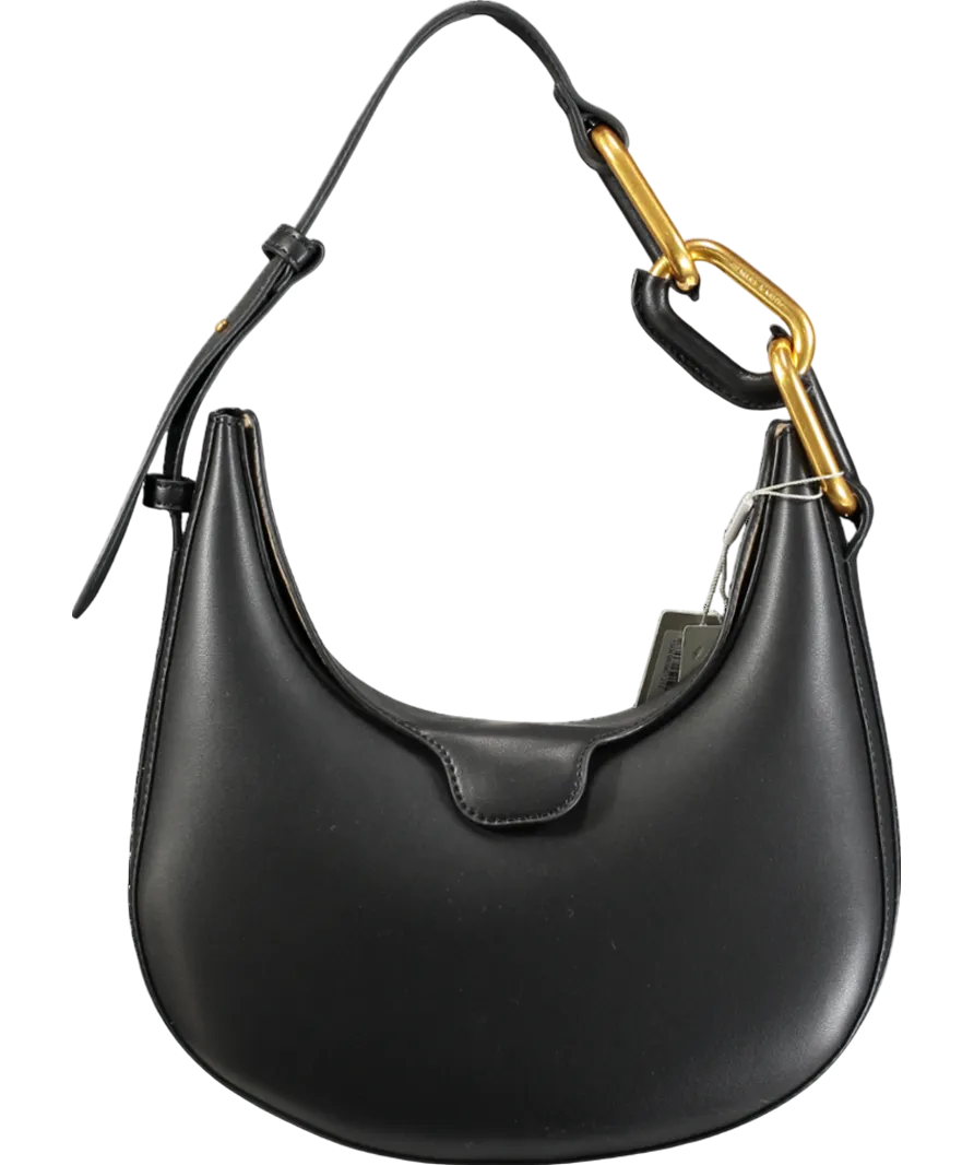 Charles & Keith Black Kora Metallic-accent Moon Bag