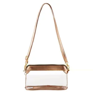 Clear and Metallic Rose Gold Stadium Bag