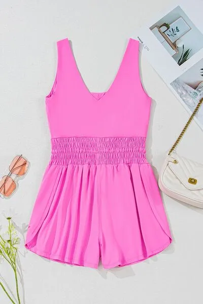 Drawstring Wide Strap Romper