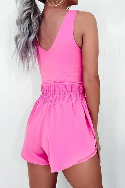 Drawstring Wide Strap Romper