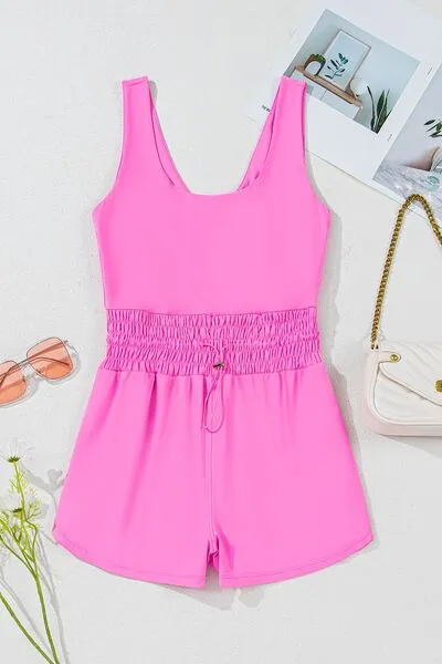 Drawstring Wide Strap Romper