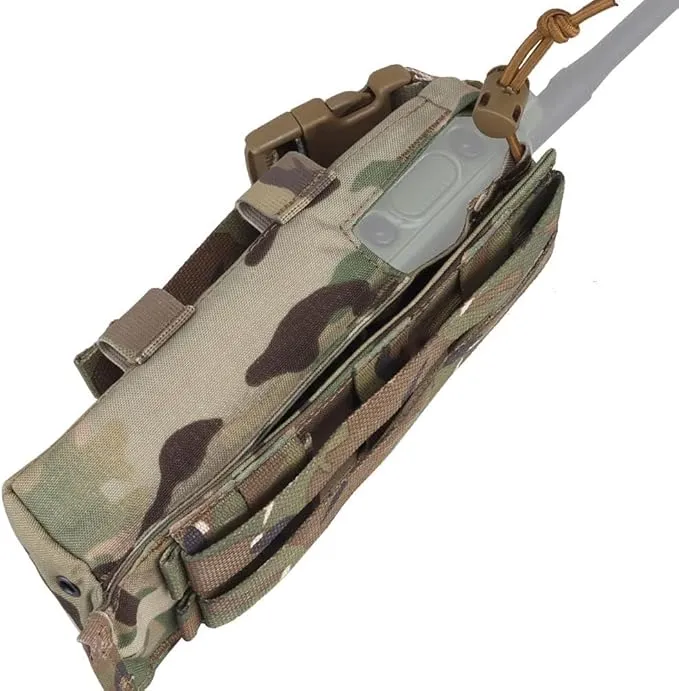 Drop-Down Radio Pouch Molle Tactical Belt Vest Radio Holster 500D Nylon Walkie Talkie Bag for PRC 148 152