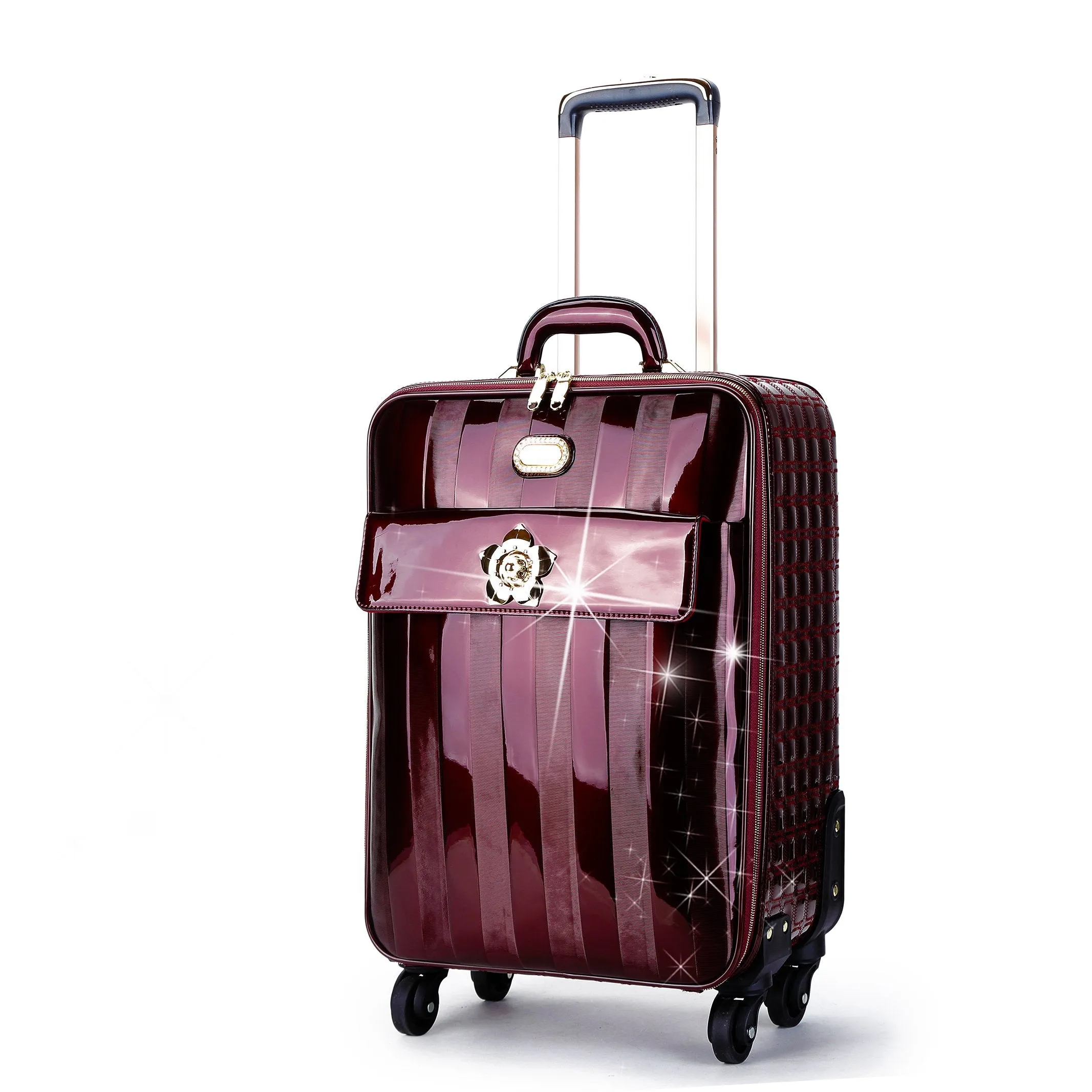 Floral Accent Light Weight Spinner Luggage [KDL8899]