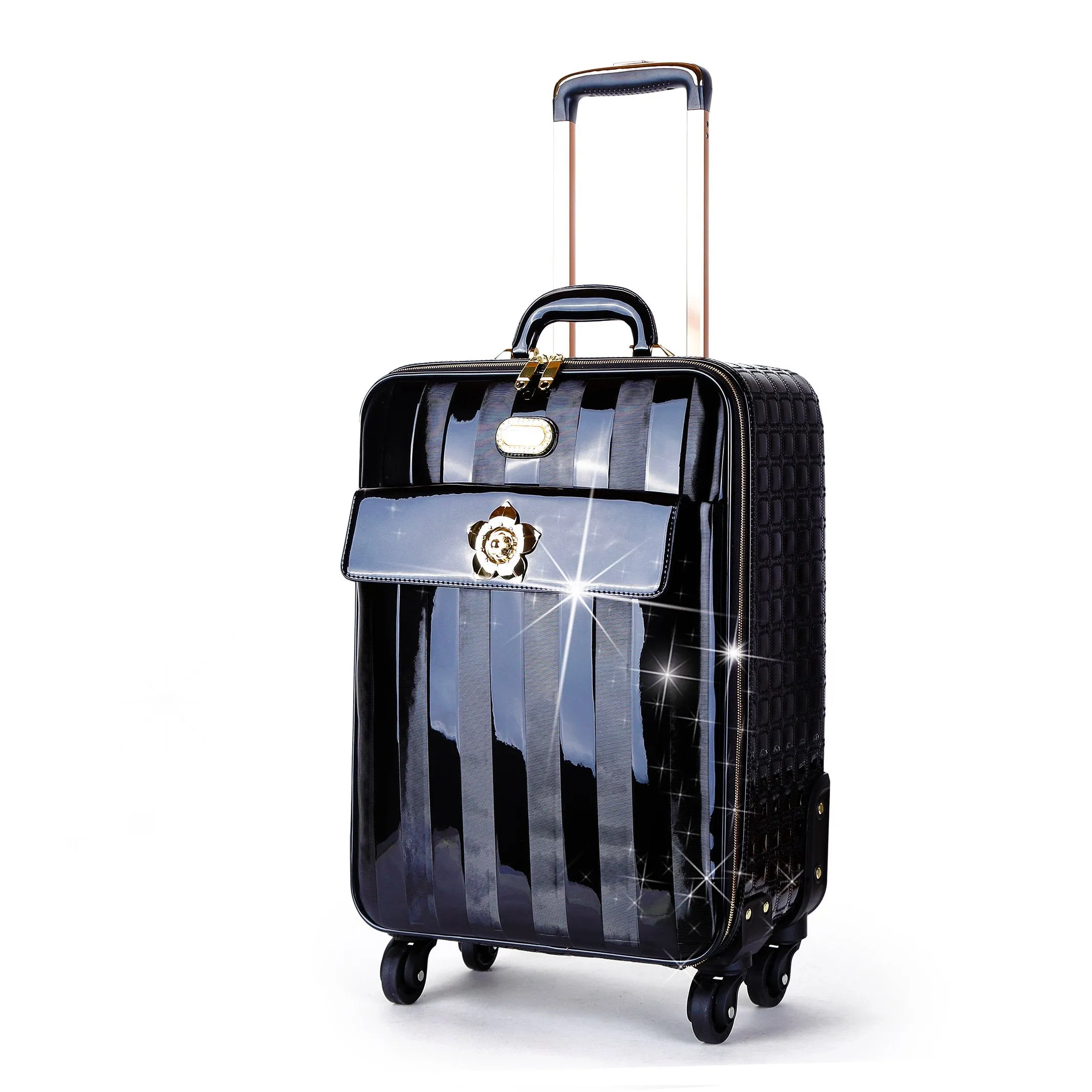 Floral Accent Light Weight Spinner Luggage [KDL8899]