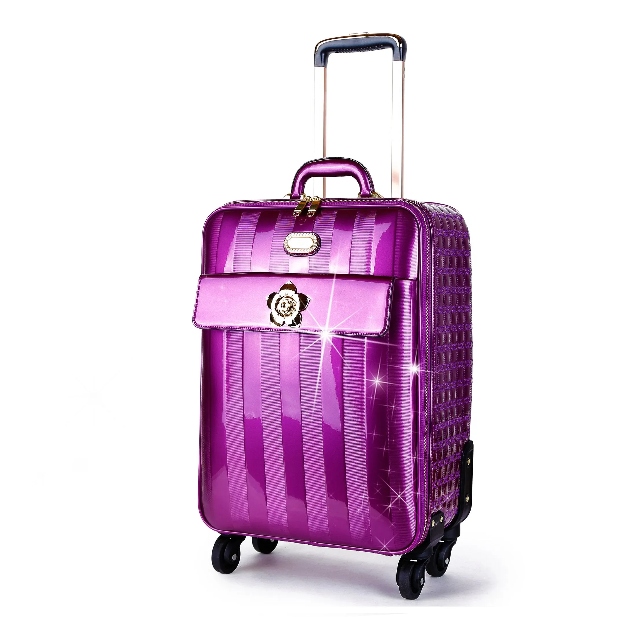 Floral Accent Light Weight Spinner Luggage [KDL8899]