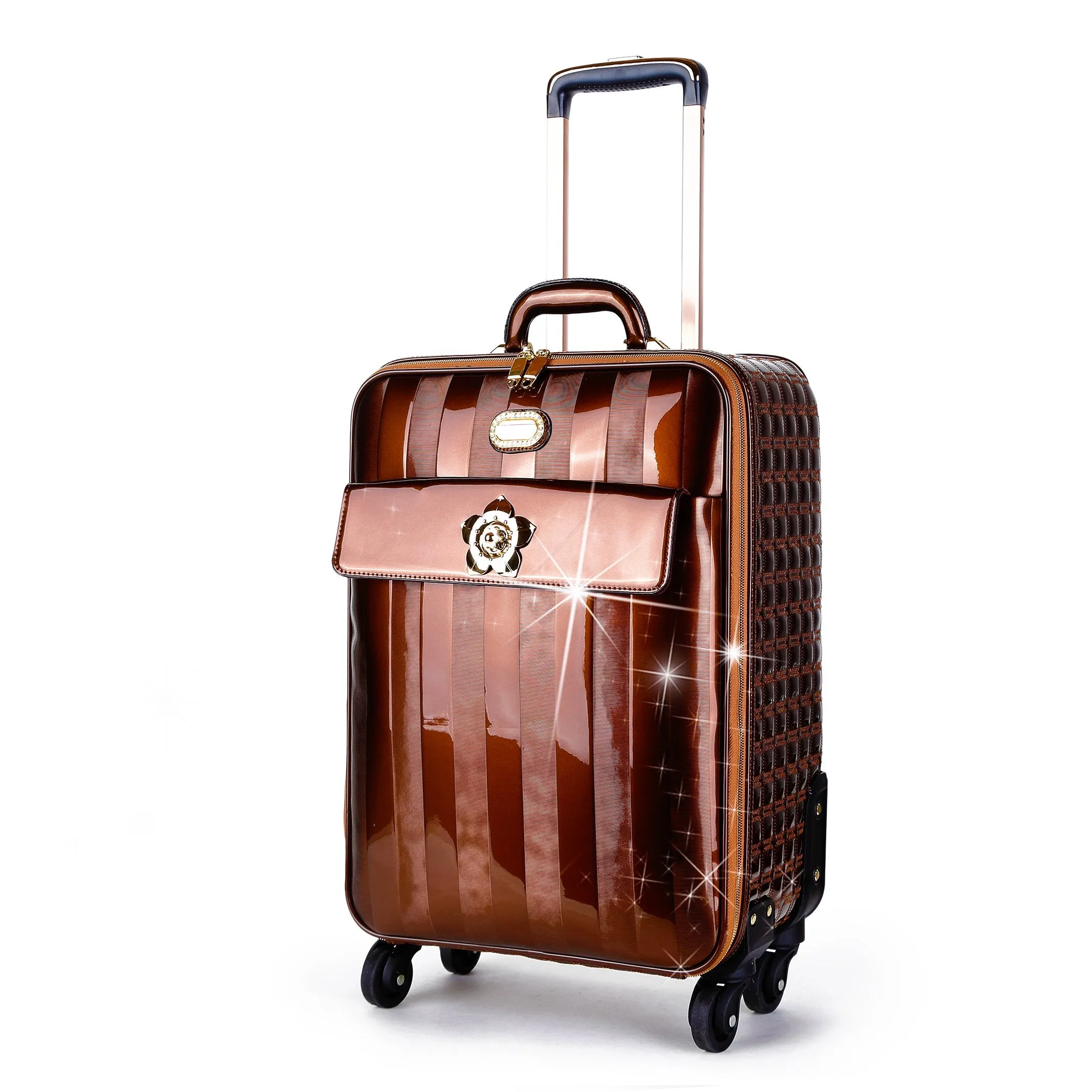 Floral Accent Light Weight Spinner Luggage [KDL8899]