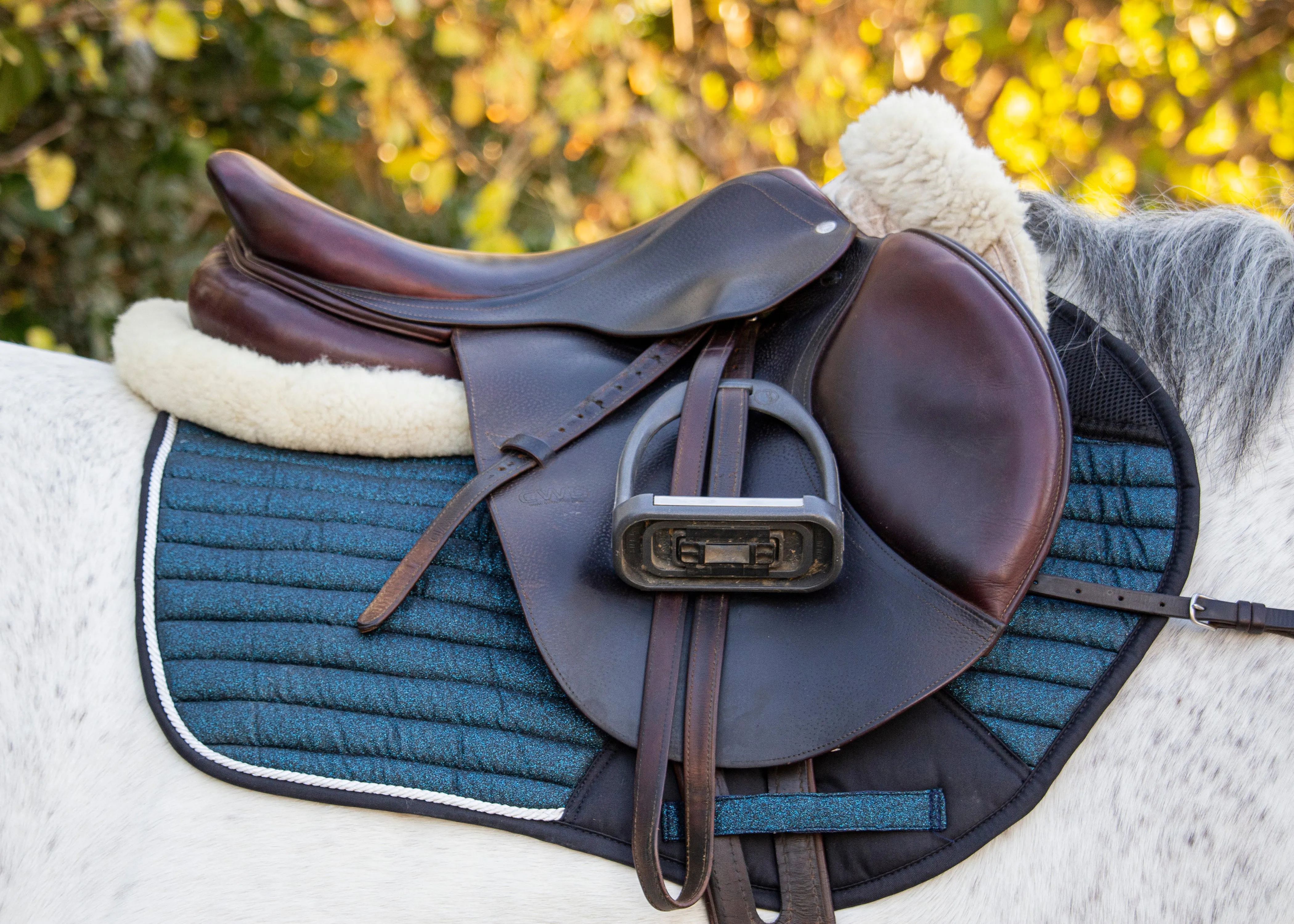 Glitter Mesh Sparkly Jumping Saddle Pad Midnight Blue