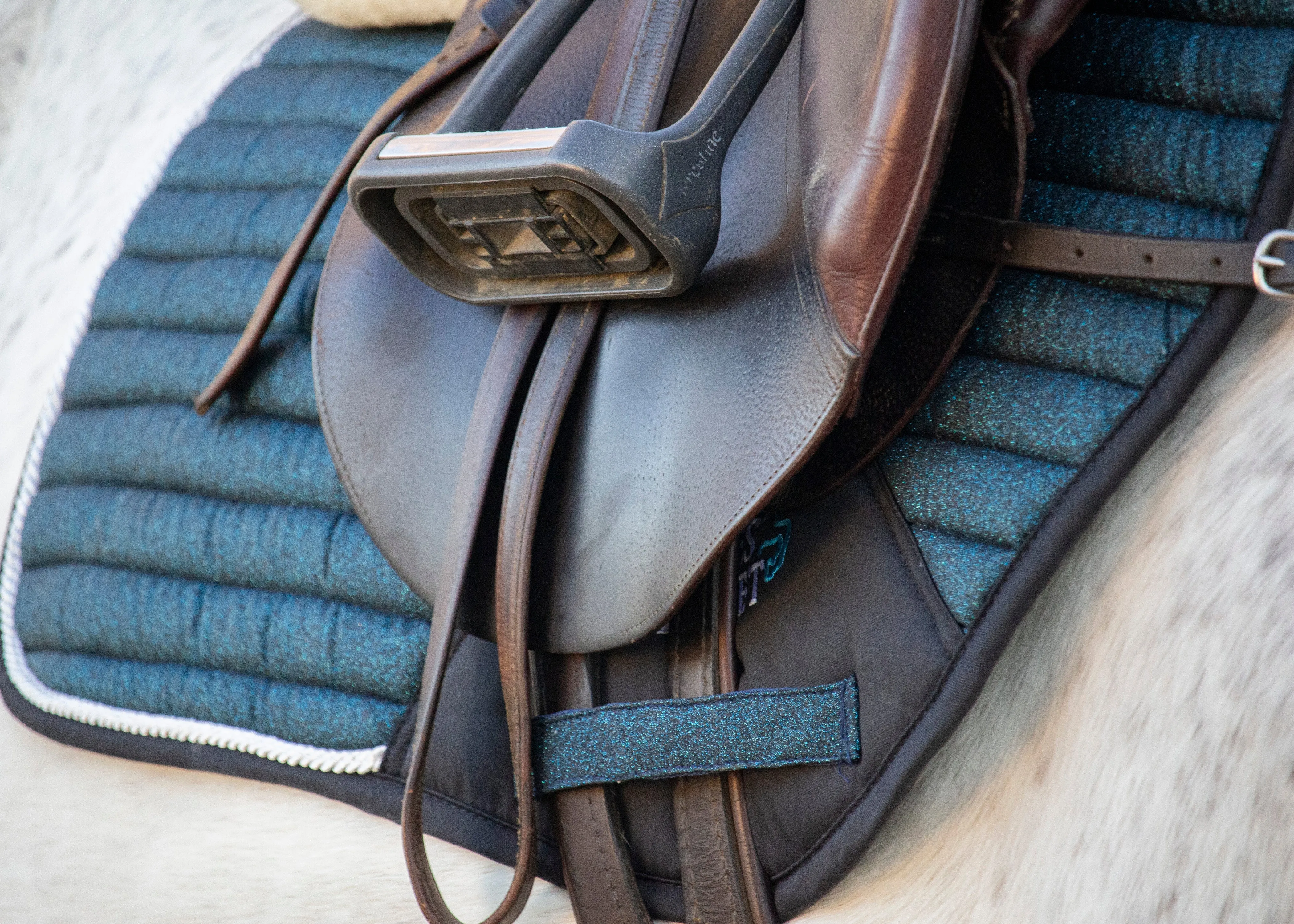 Glitter Mesh Sparkly Jumping Saddle Pad Midnight Blue