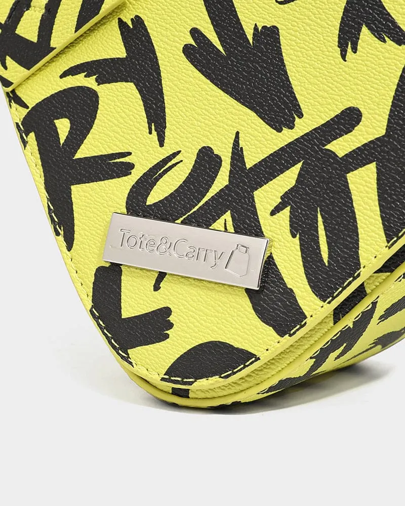 Graffiti Shoulder Bag in Yellow