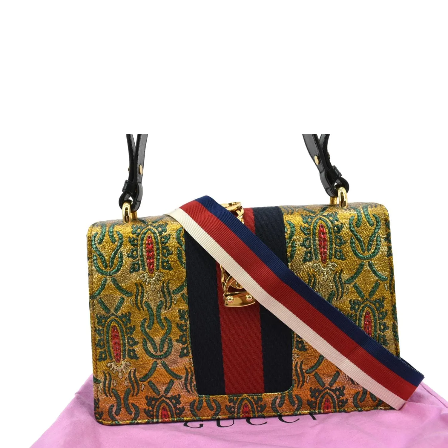 GUCCI Sylvie Small Metallic Jacquard Shoulder Bag Multicolor 421882