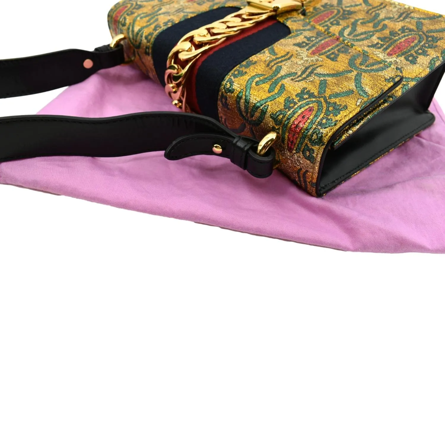 GUCCI Sylvie Small Metallic Jacquard Shoulder Bag Multicolor 421882