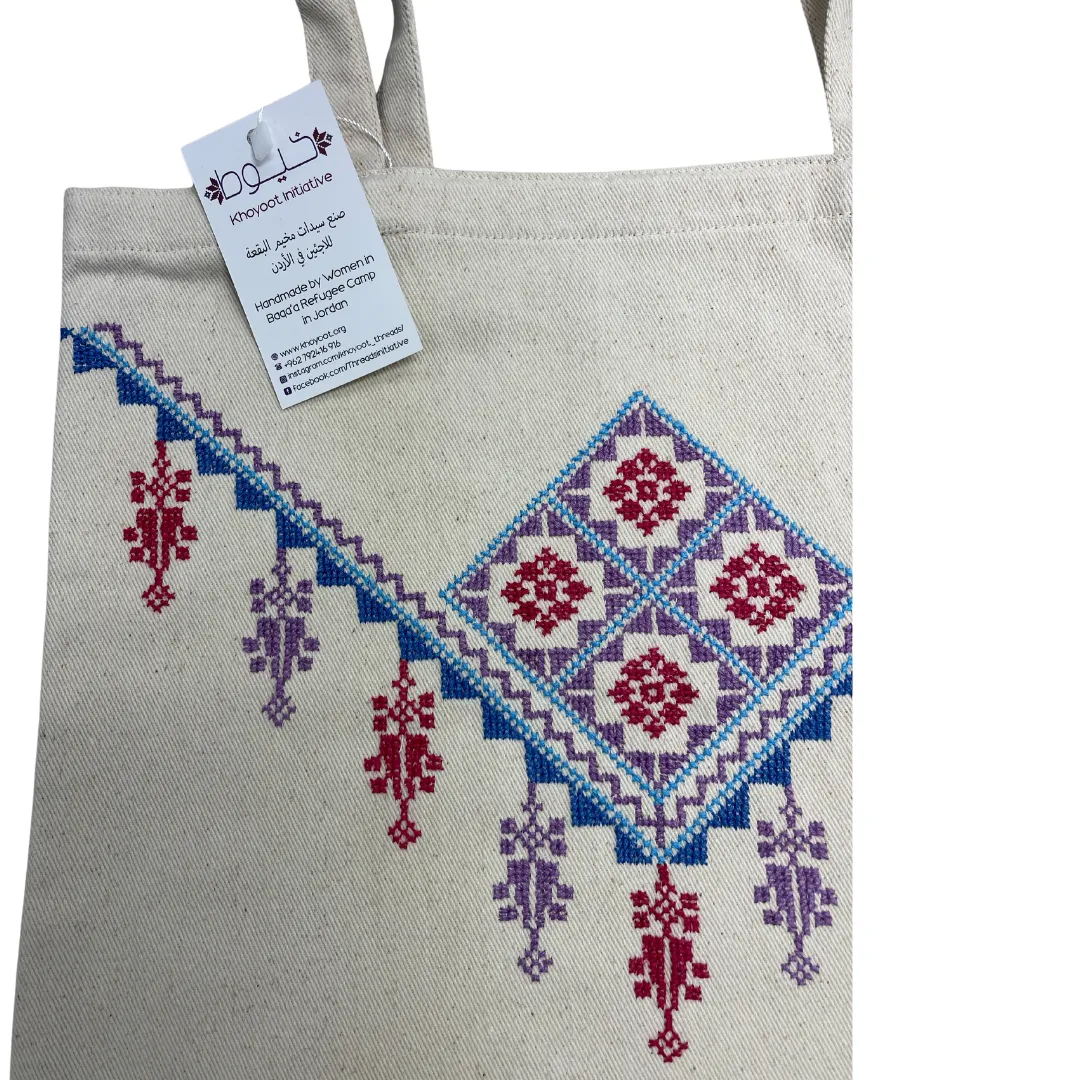 Hand Embroidered Dome & Flower Tote Bag