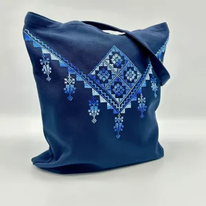Hand Embroidered Dome & Flower Tote Bag