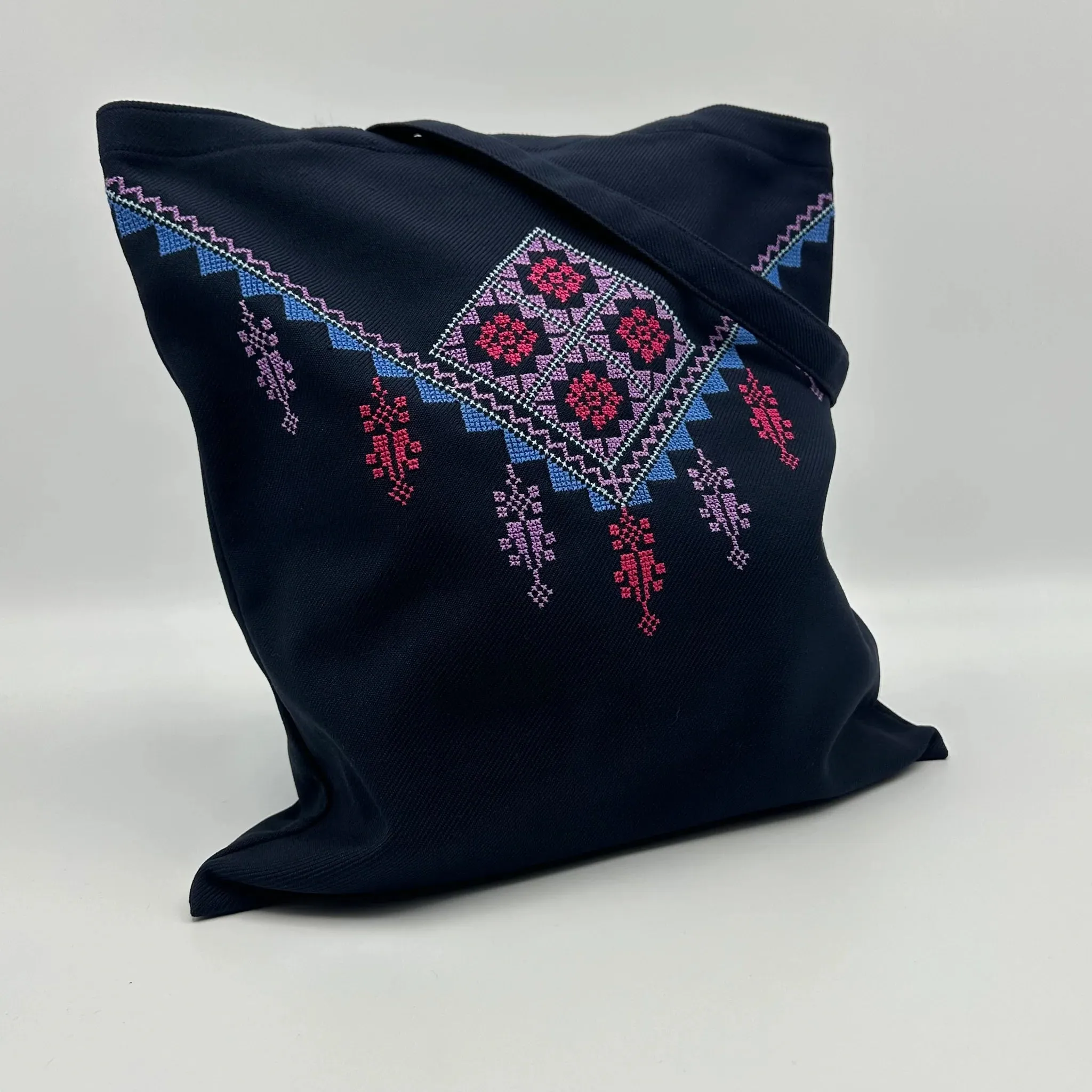 Hand Embroidered Dome & Flower Tote Bag