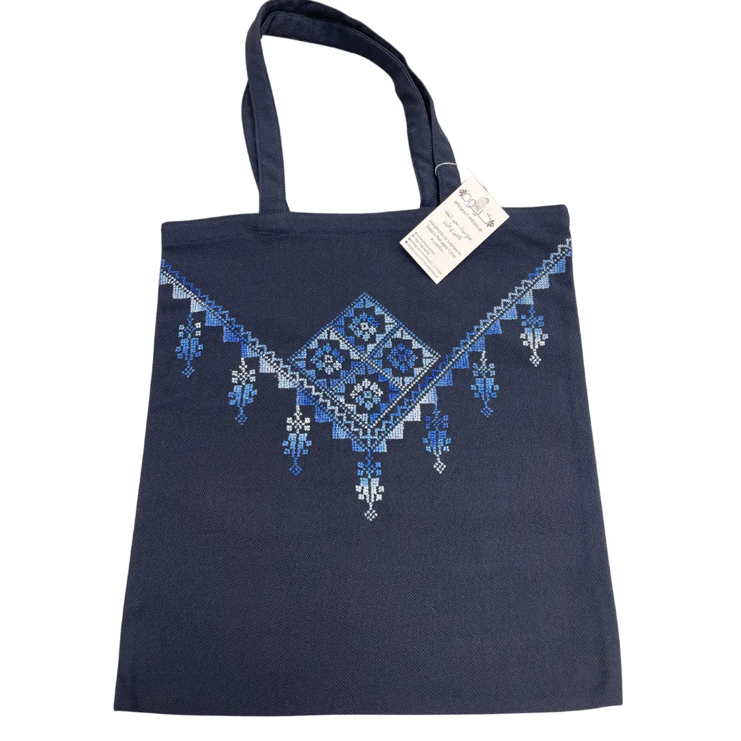 Hand Embroidered Dome & Flower Tote Bag