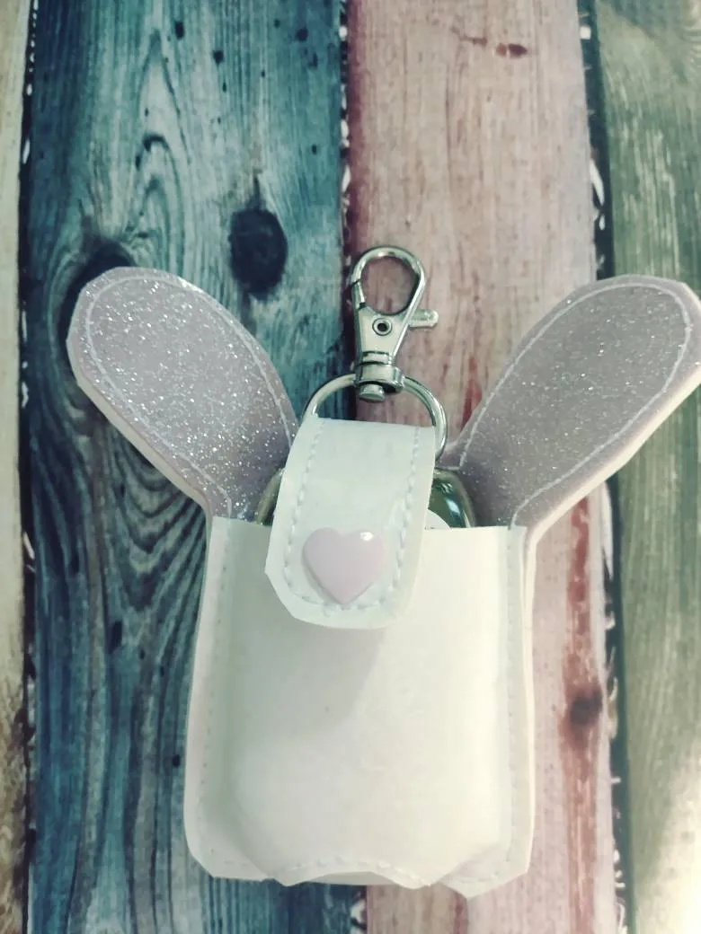 Hand sanitizer holder - bunny hand sanitizer holder - purse tag - sports bag tag - hand sanitizer fob - easter basket filler - back pack tag