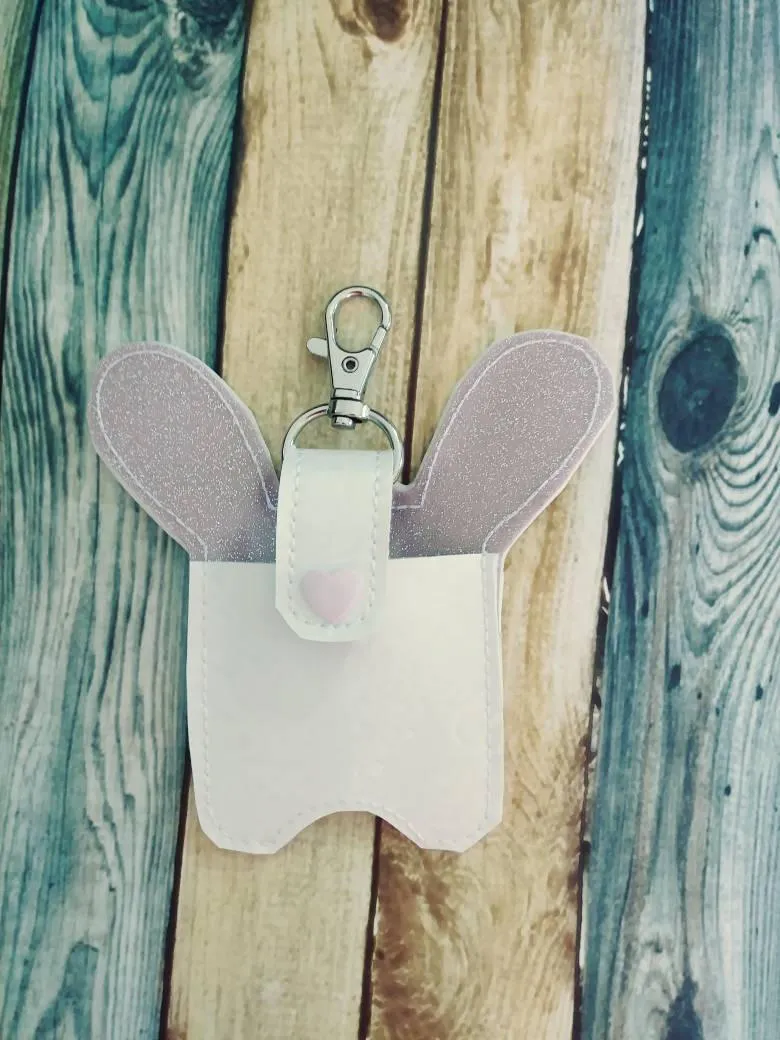 Hand sanitizer holder - bunny hand sanitizer holder - purse tag - sports bag tag - hand sanitizer fob - easter basket filler - back pack tag