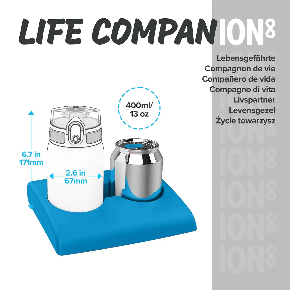 ION8 Pod 400ml BPA Free Water Bottle - Grey