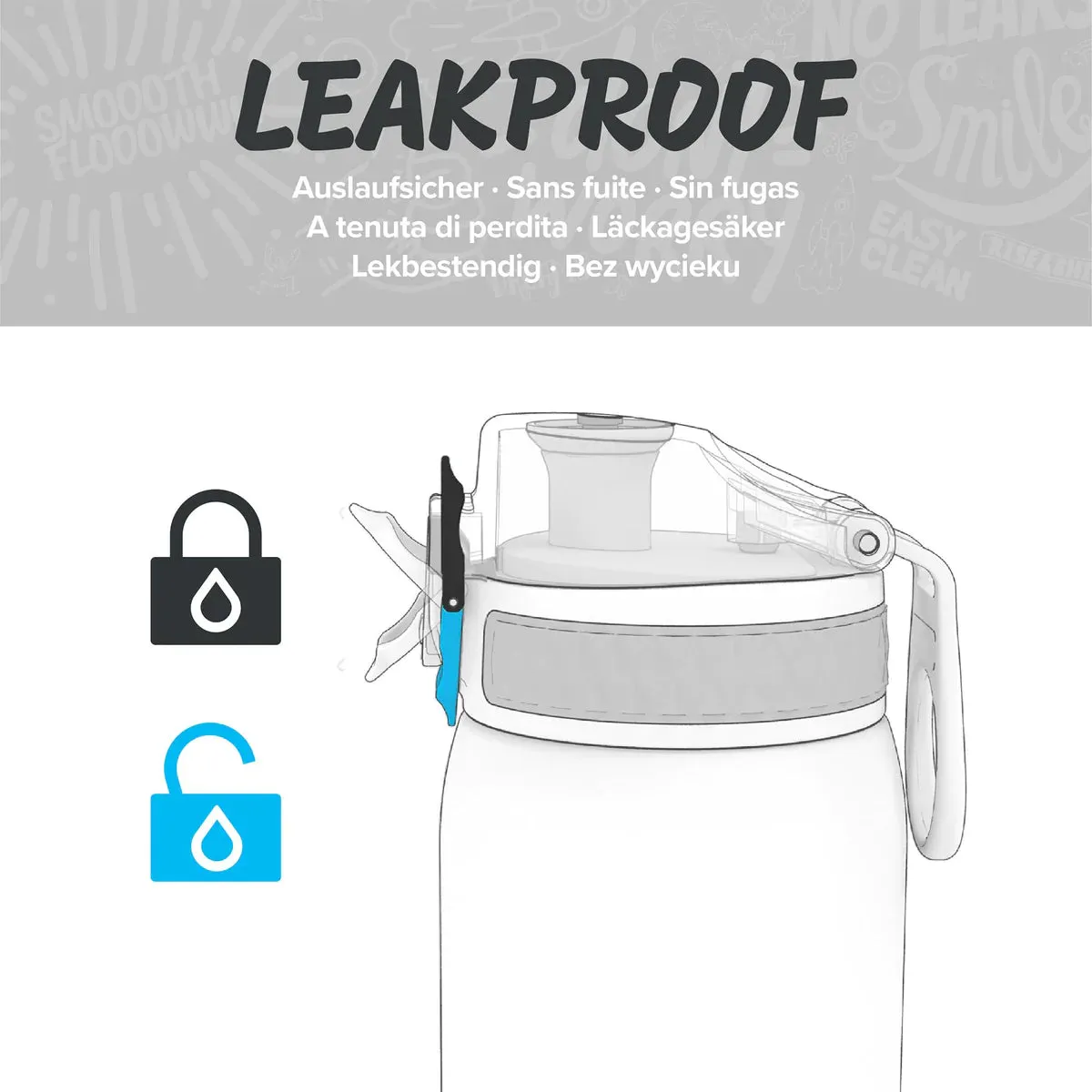 ION8 Pod 400ml BPA Free Water Bottle - Grey