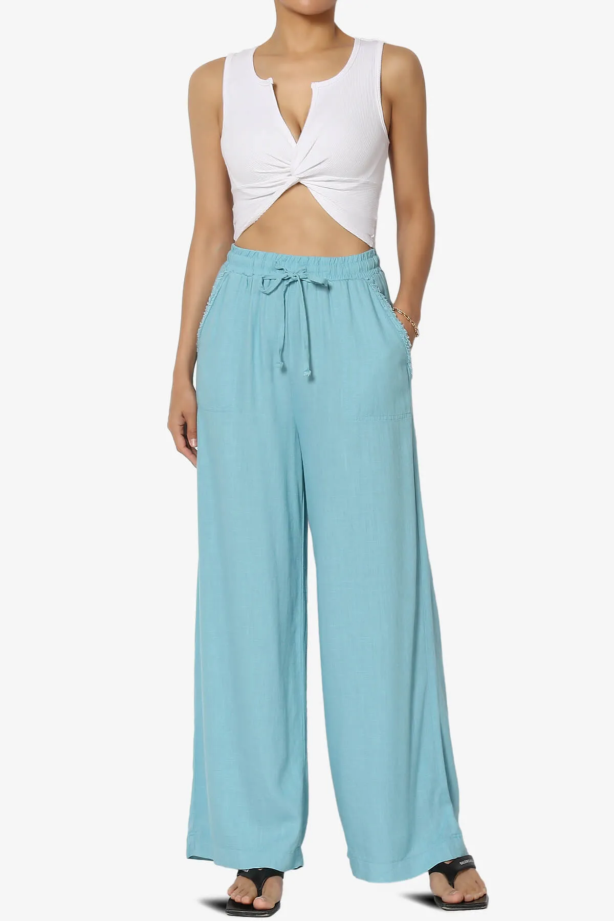 Jessica Drawstring Linen Pants