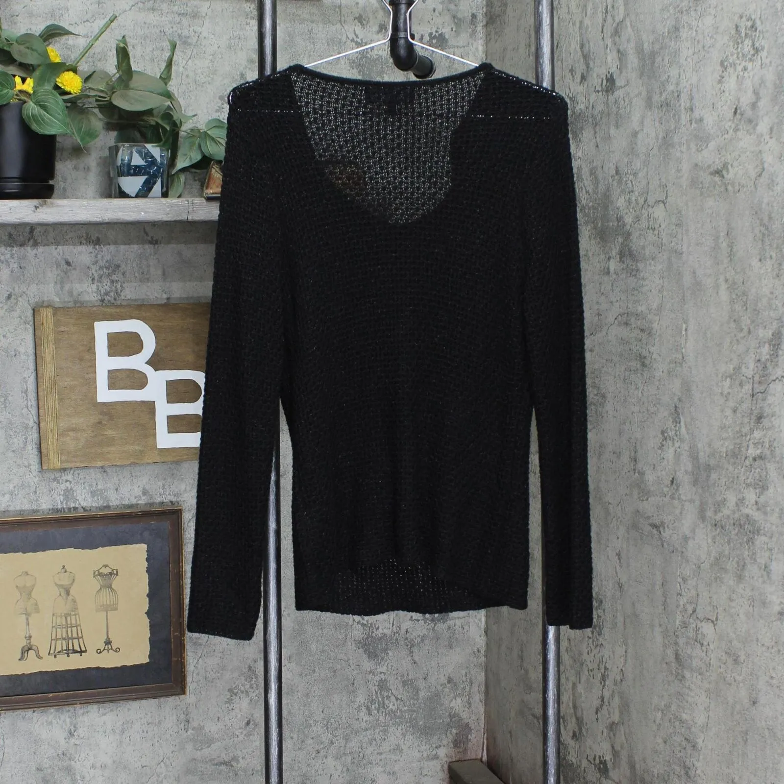 Jones New York Womens Signature Cowl Neck Knit Shiny Lightweight Sweater Black L