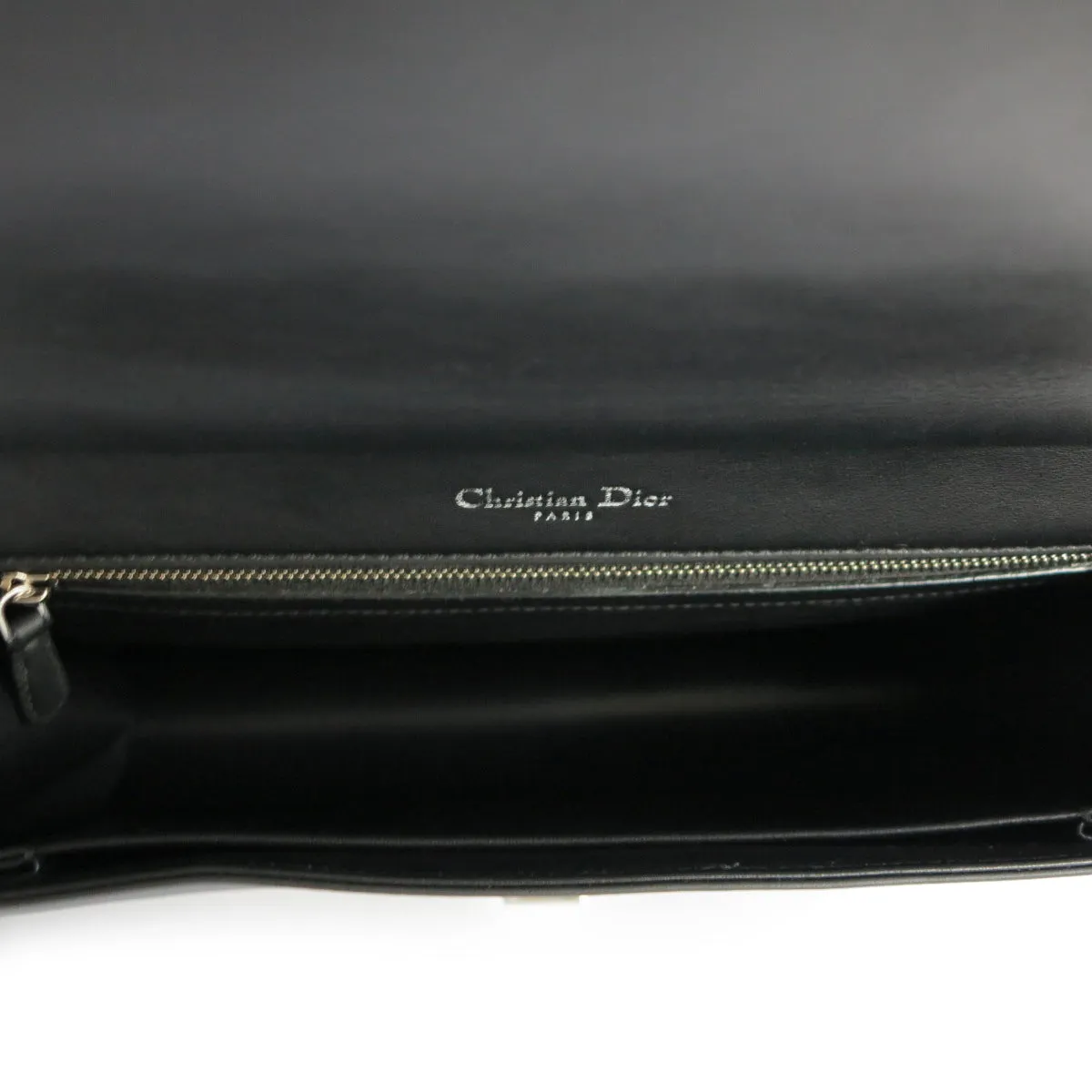 Large Diorama Embroidered Leather Flap Bag in Black Calfskin