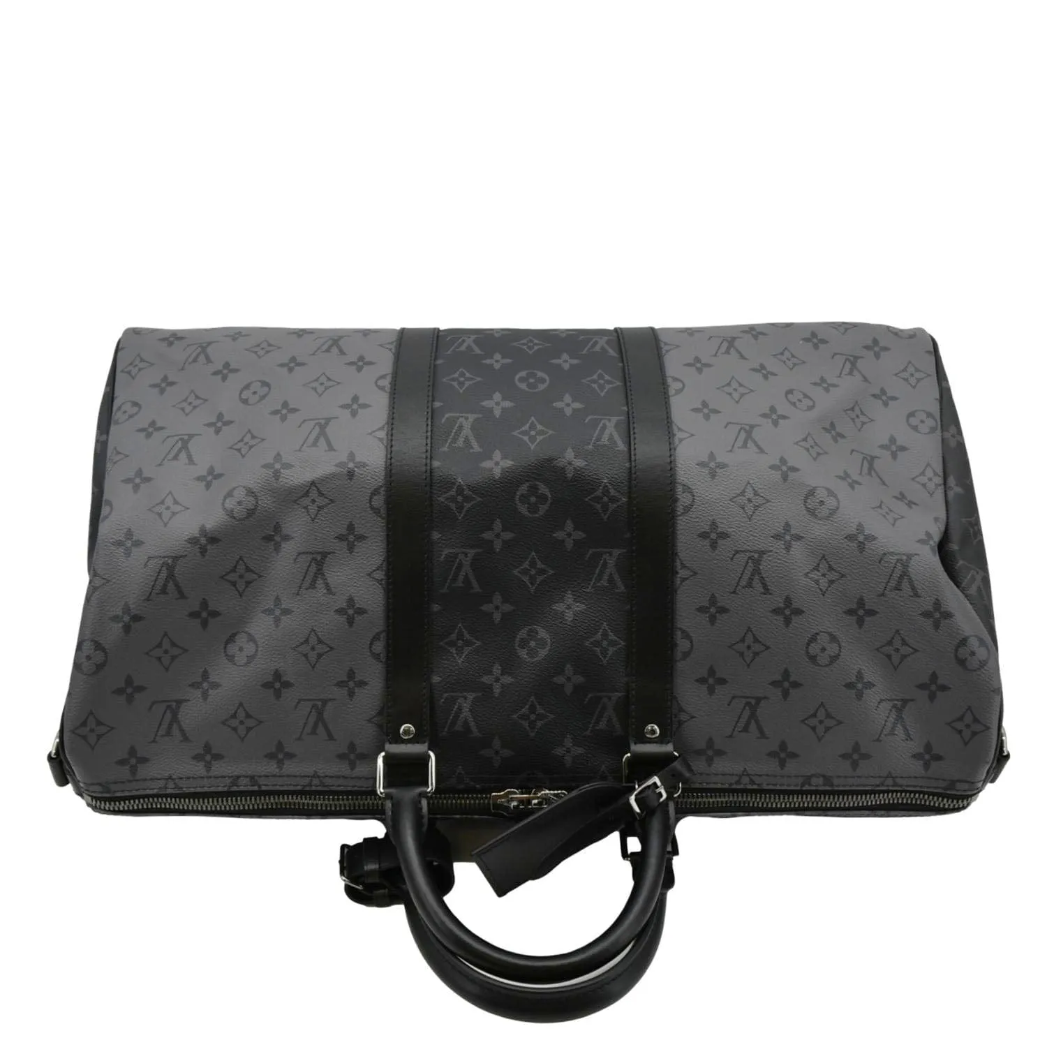 LOUIS VUITTON Keepall 50 Bandouliere Monogram Eclipse Travel Bag Black