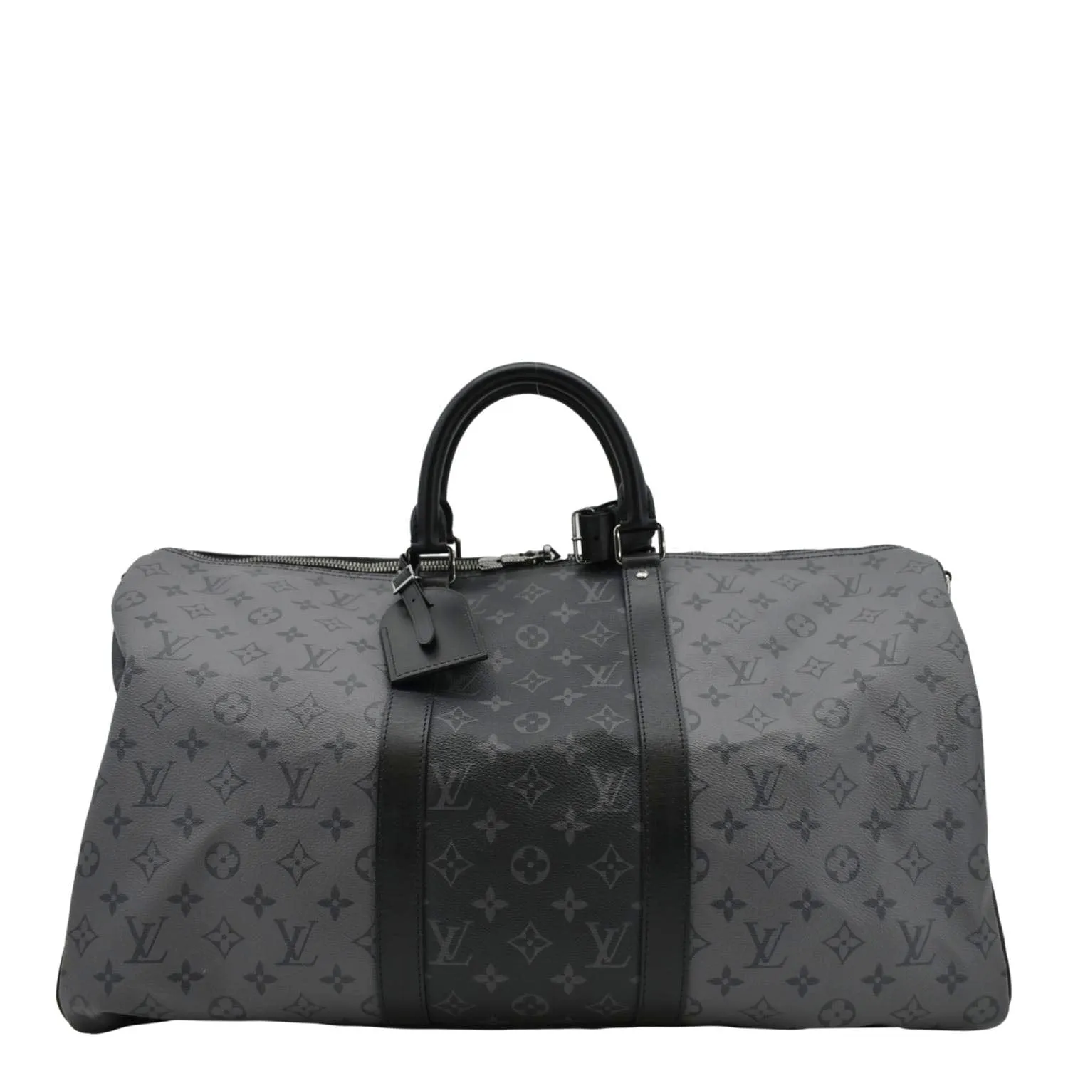 LOUIS VUITTON Keepall 50 Bandouliere Monogram Eclipse Travel Bag Black