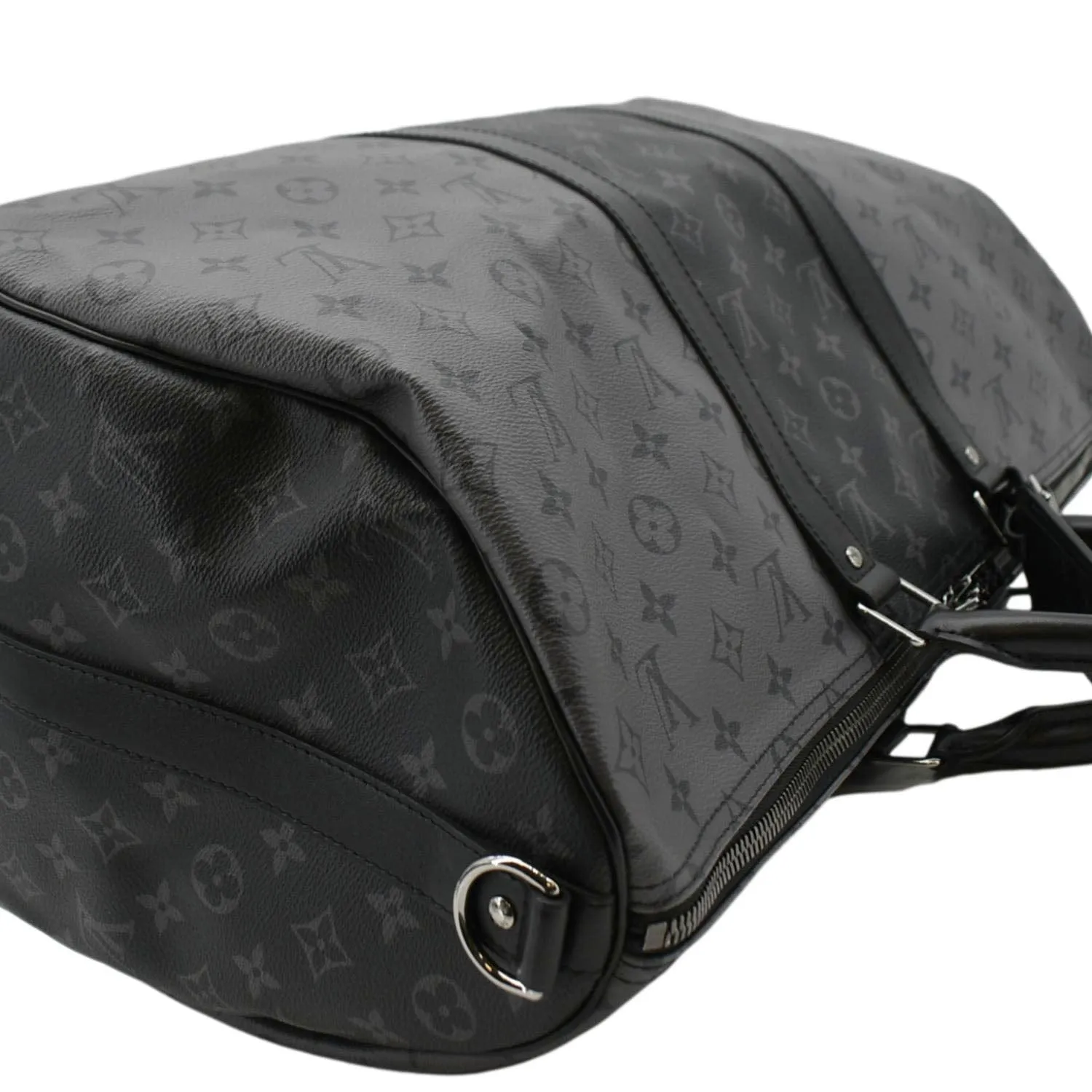 LOUIS VUITTON Keepall 50 Bandouliere Monogram Eclipse Travel Bag Black