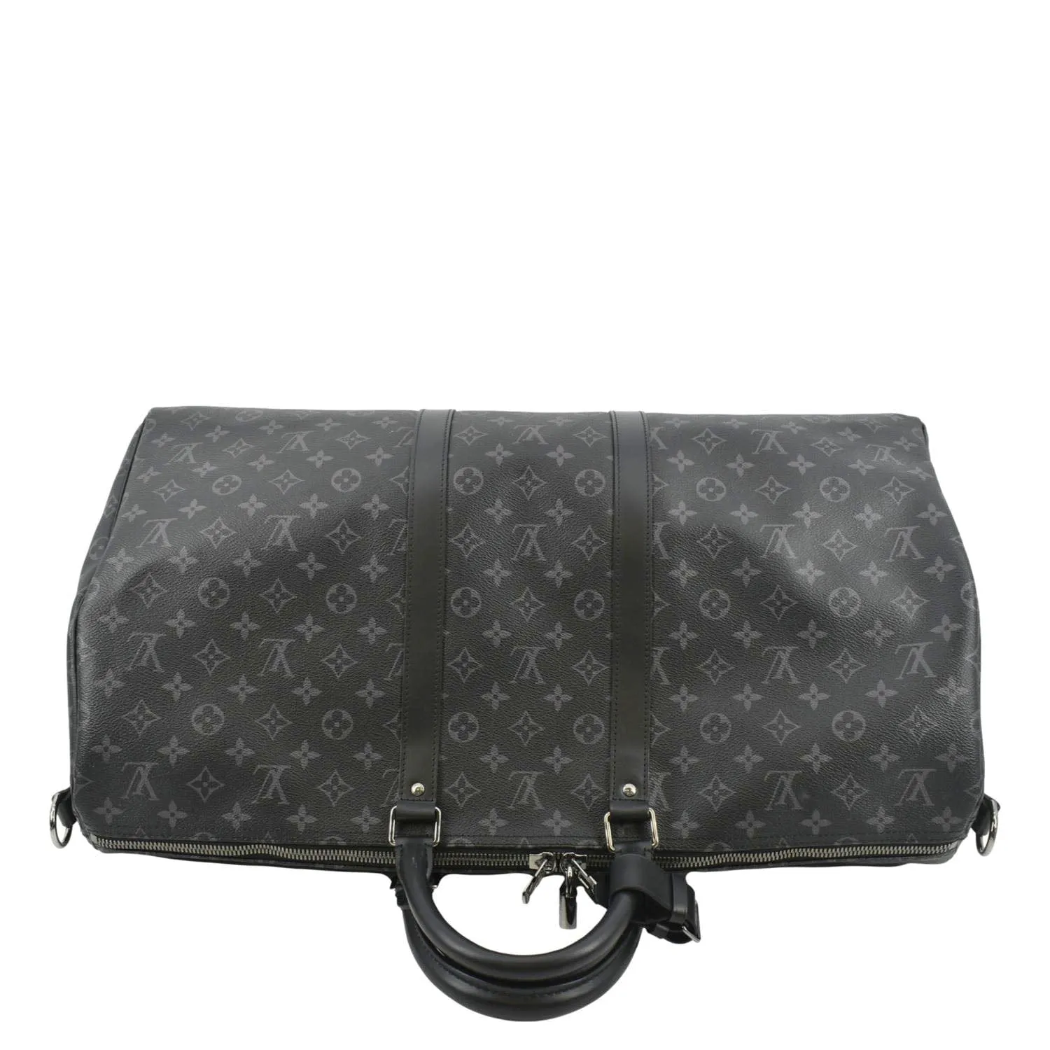 LOUIS VUITTON Keepall 55 Bandouliere Monogram Eclipse Travel Bag Black