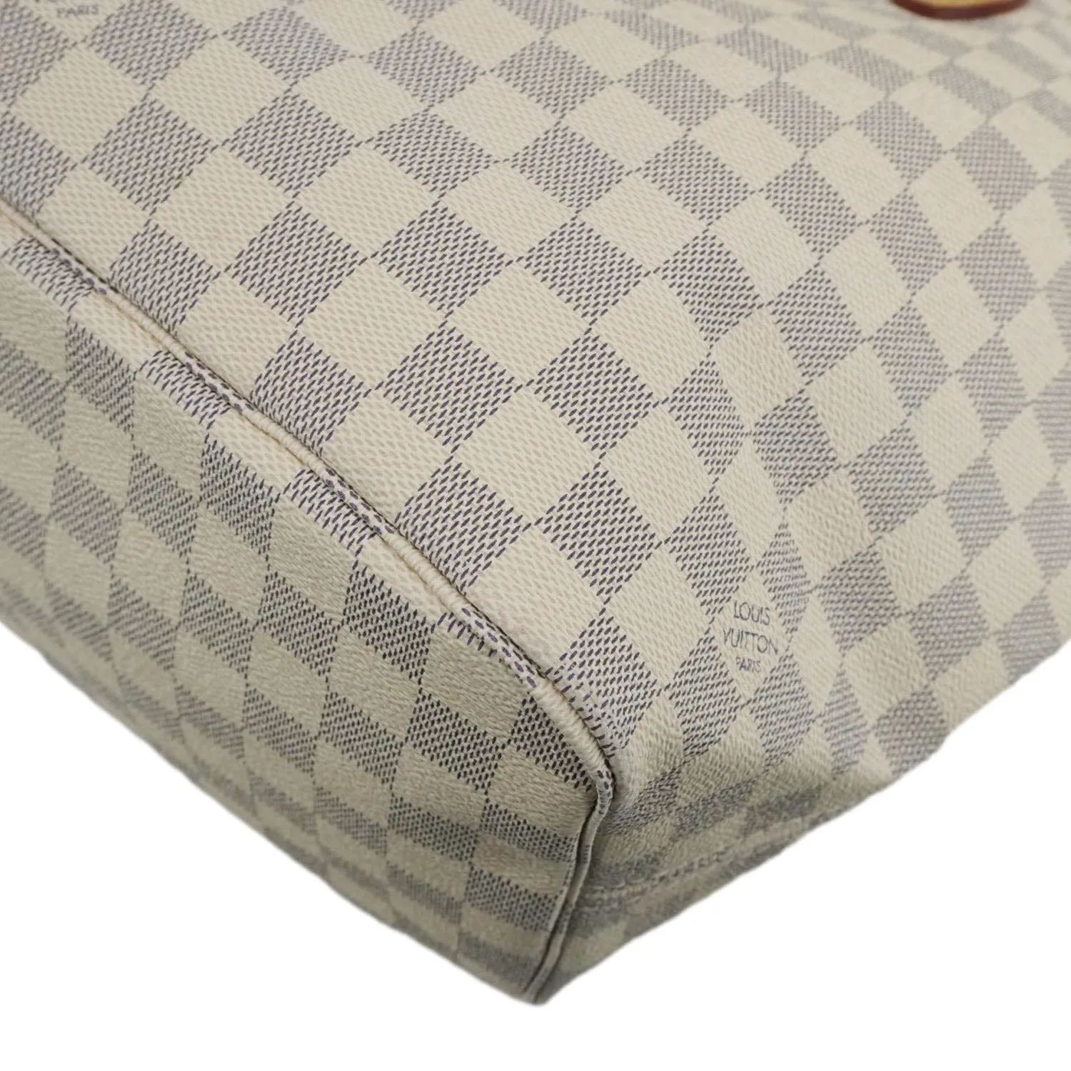 LOUIS VUITTON Neverfull MM Damier Azur Tote Shoulder Bag White