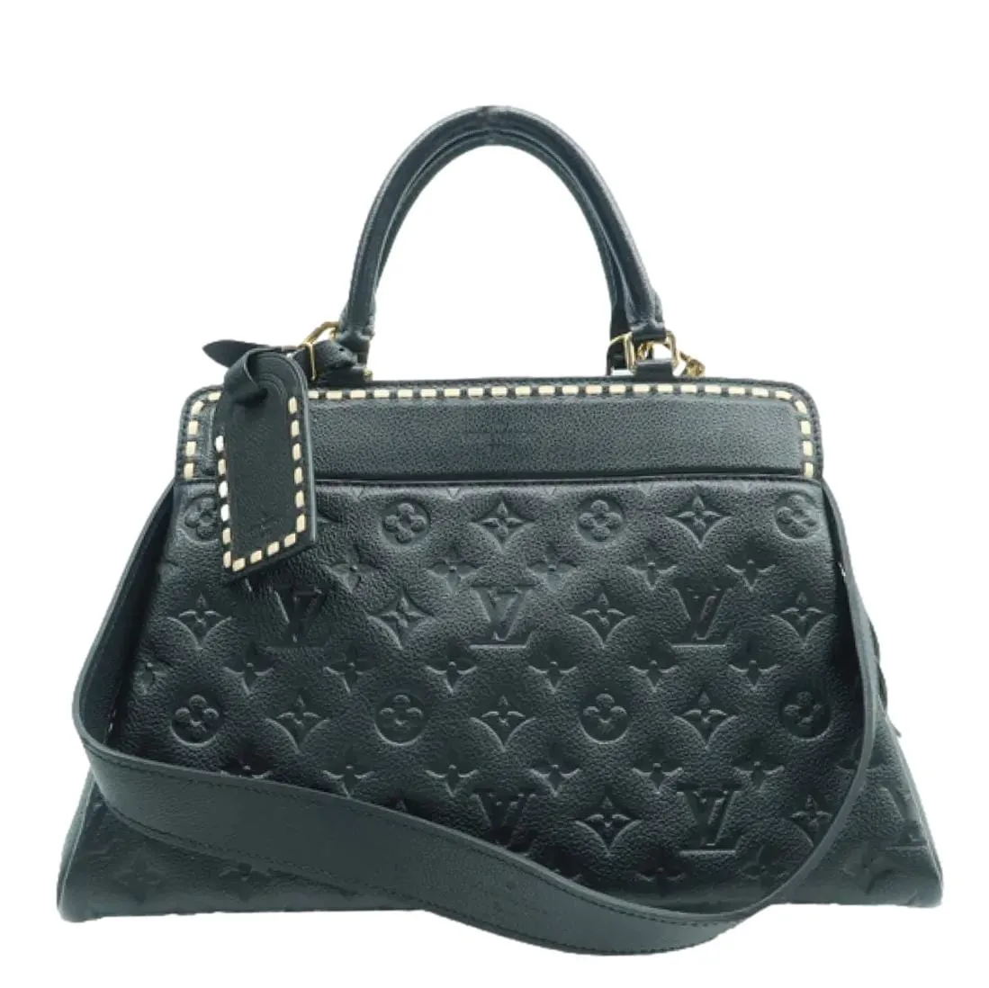 LOUIS VUITTON Vosges MM Empreinte Leather Shoulder Bag Black