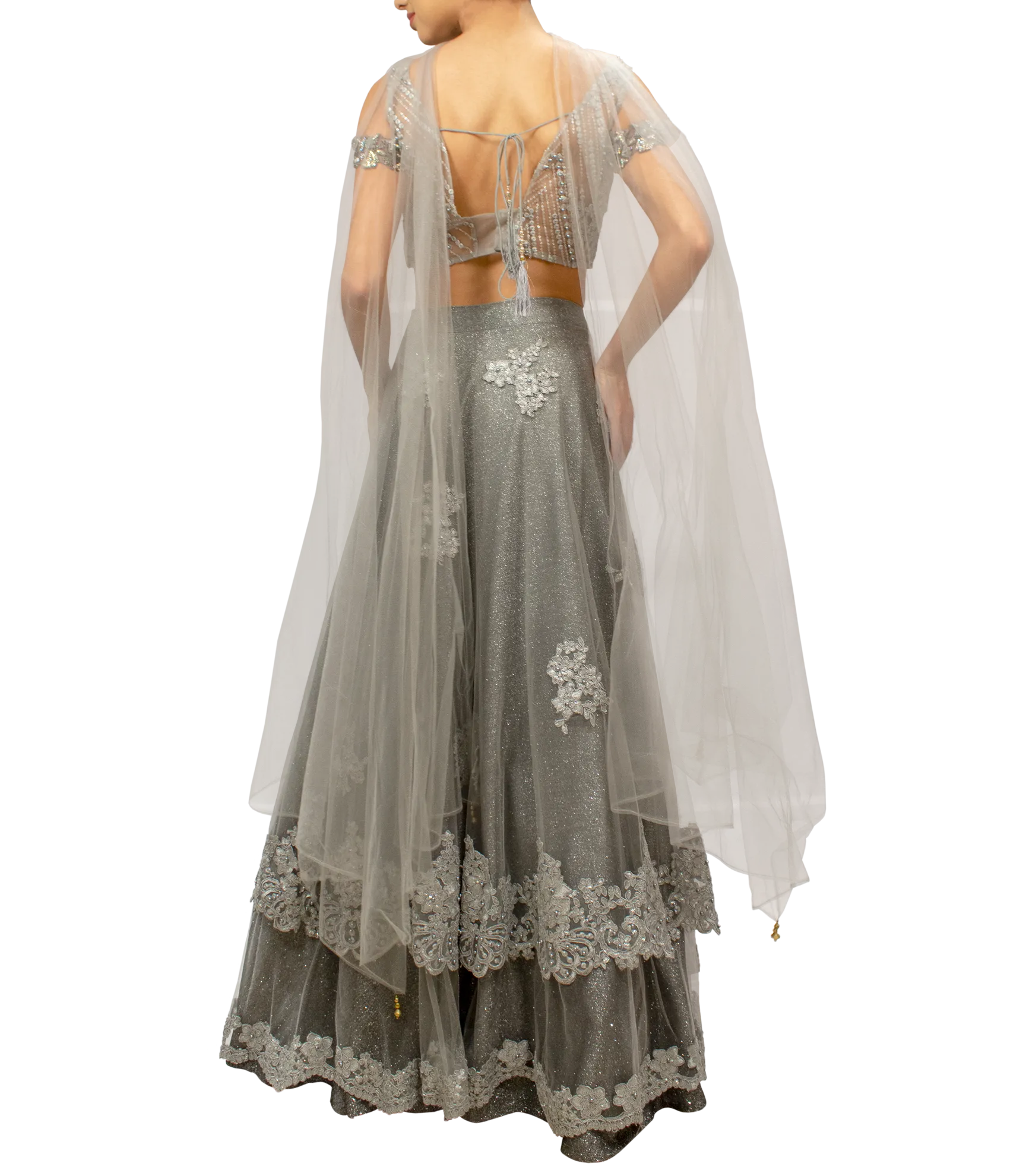 Metallic Gray Shimmer Lehenga