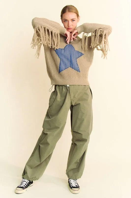 Olive Green Drawstring Baggy Pants with Pockets