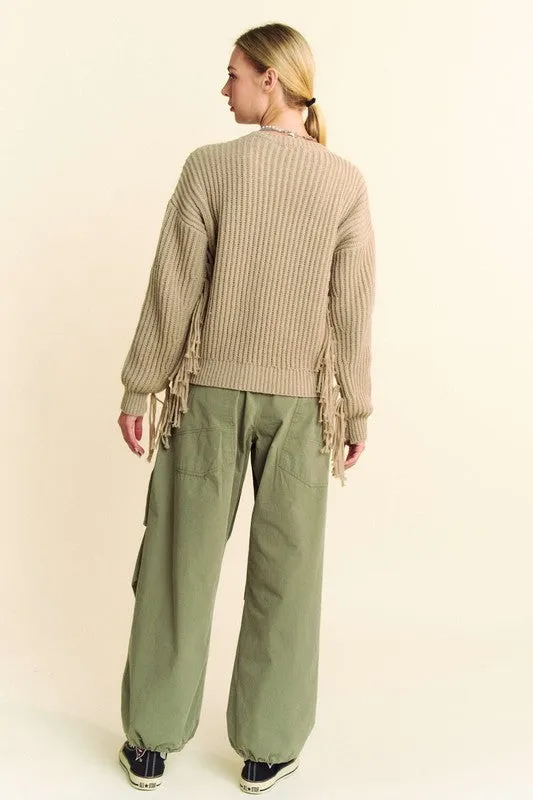 Olive Green Drawstring Baggy Pants with Pockets