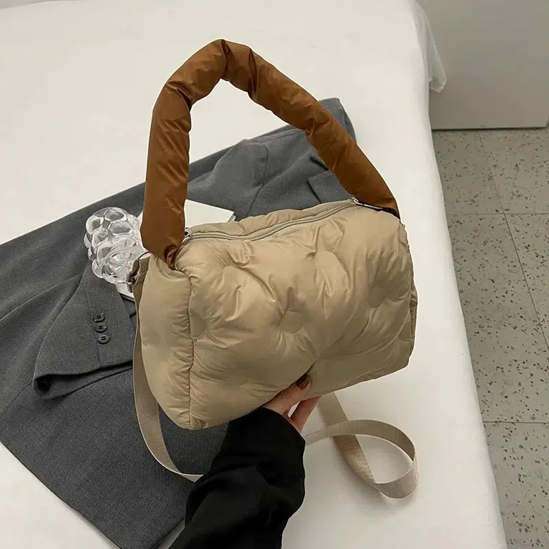 Plush Keychain Quilted Shoulder Bag