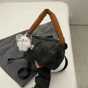 Plush Keychain Quilted Shoulder Bag