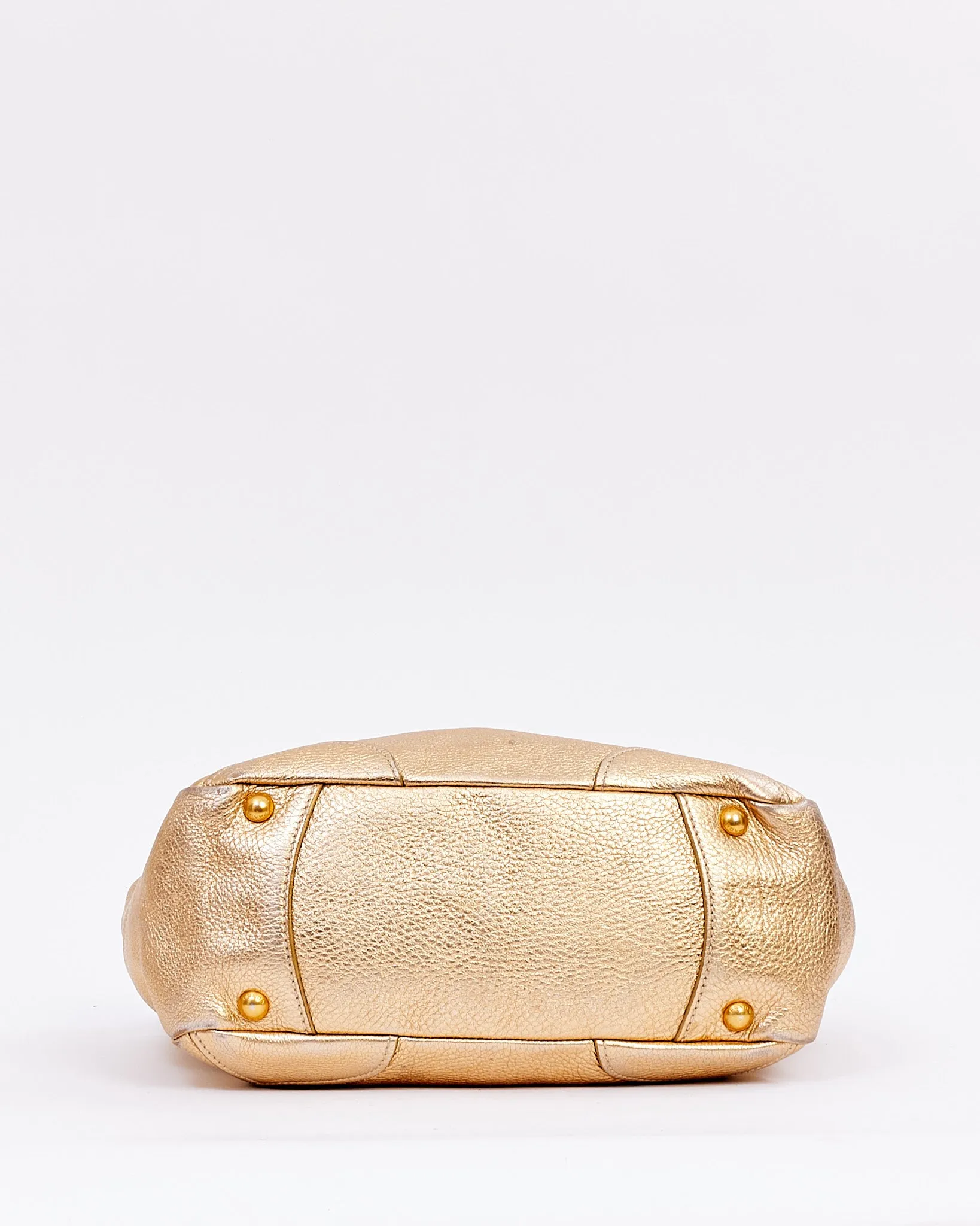 Prada Gold Metallic Daino Leather Hobo Shoulder Bag